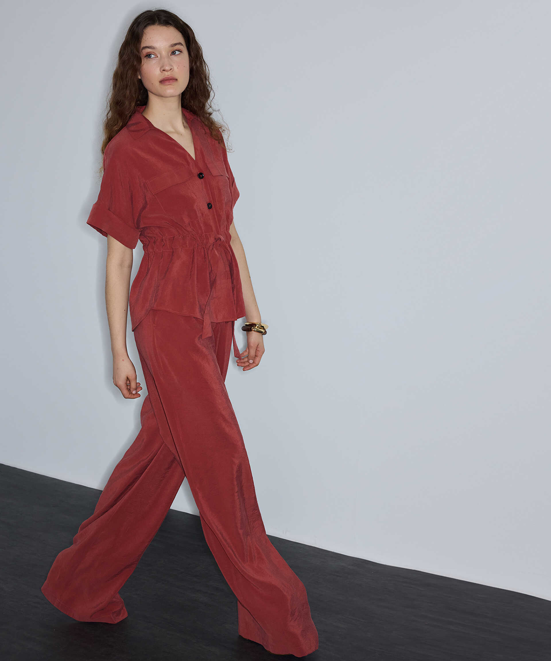 İpekyol Turuncu Modal içerikli wide leg pantolon