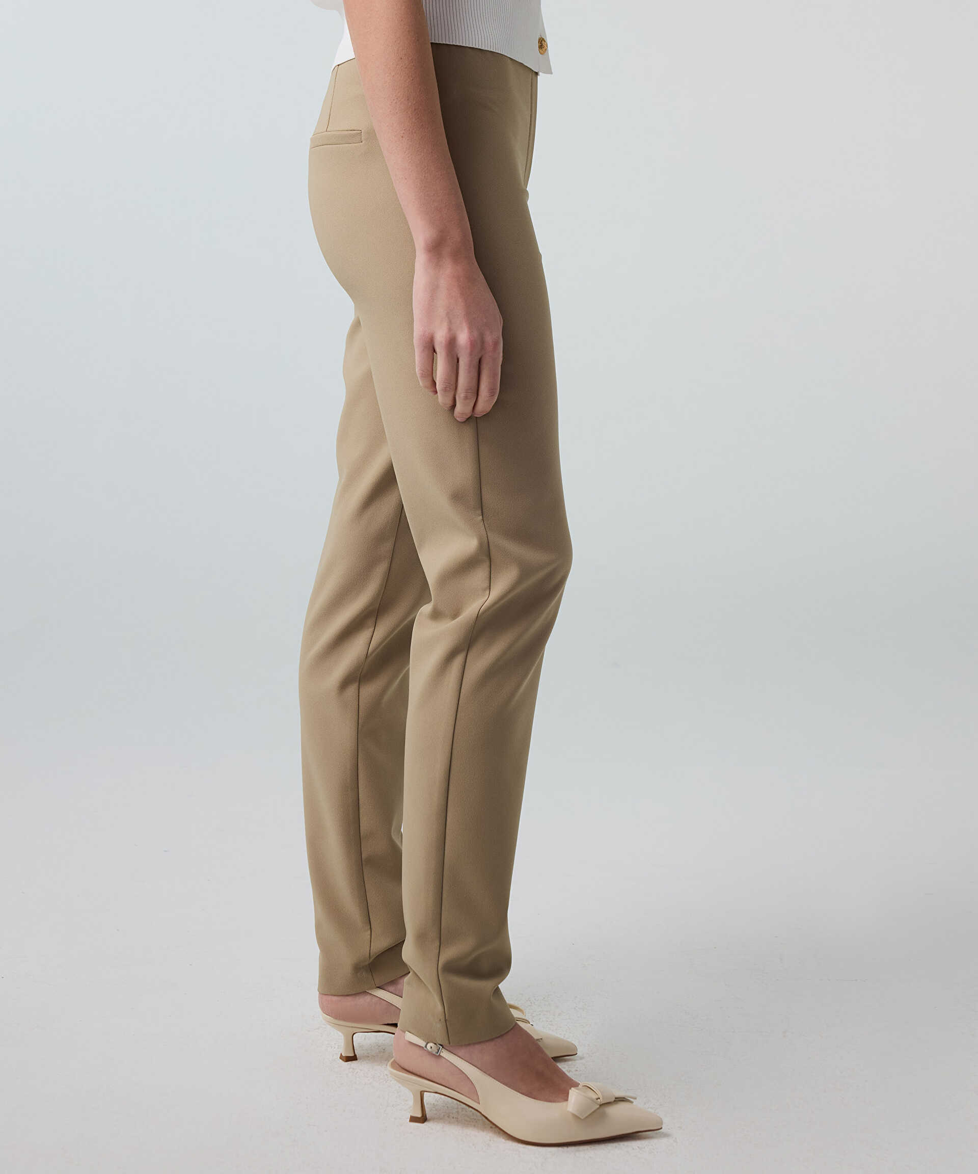 İpekyol Ekru Lurex bel skinny fit pantolon görsel 3
