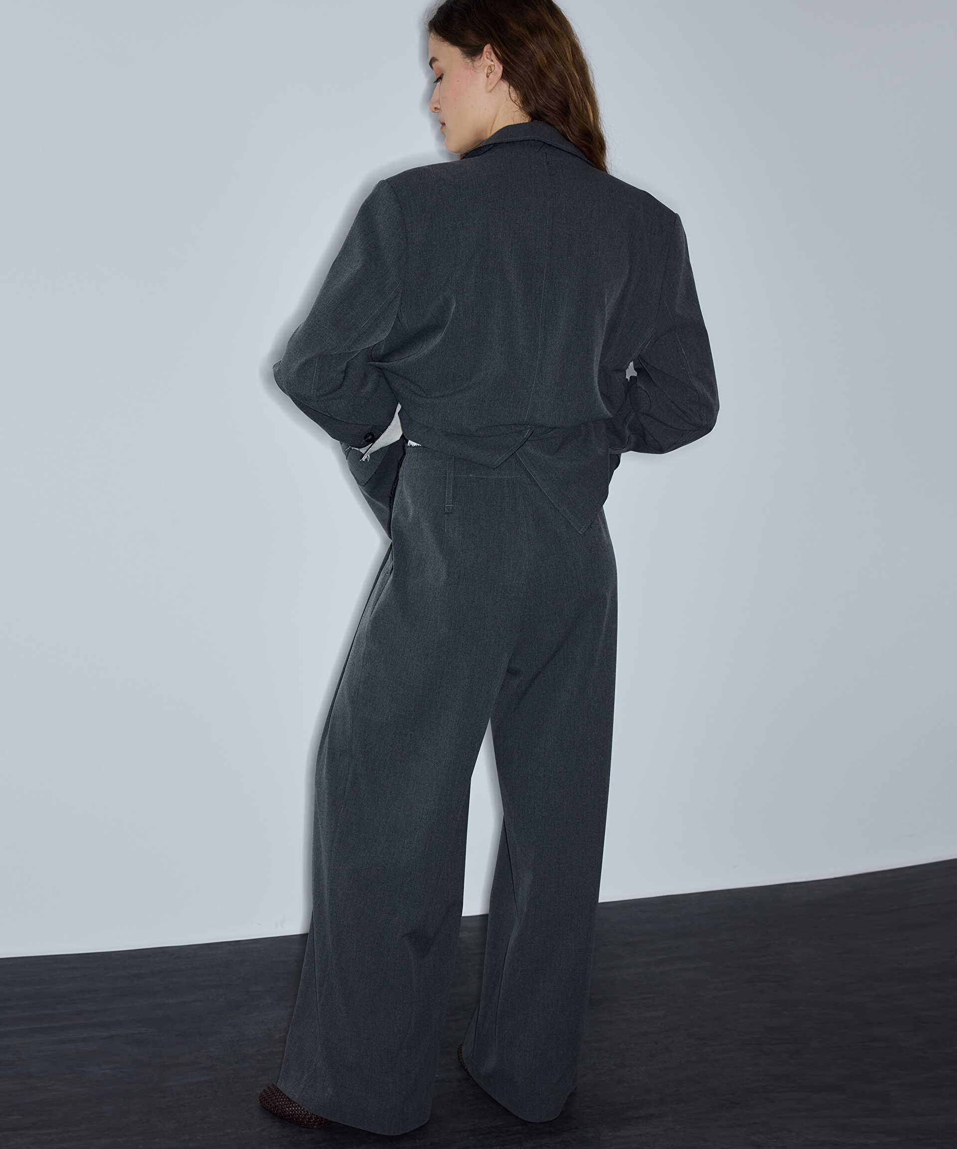 İpekyol Gri Raw edge wide leg pantolon görsel 5