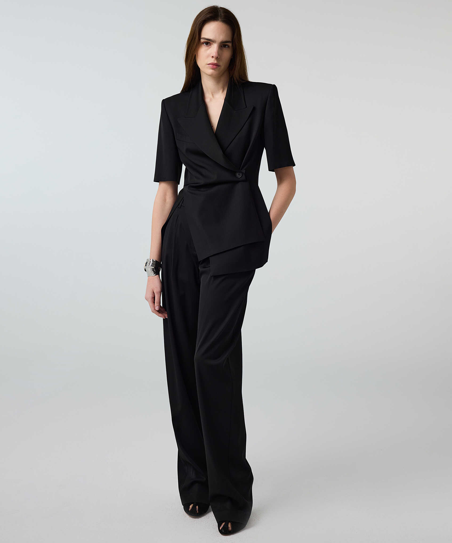İpekyol Siyah Cepli wide leg pantolon