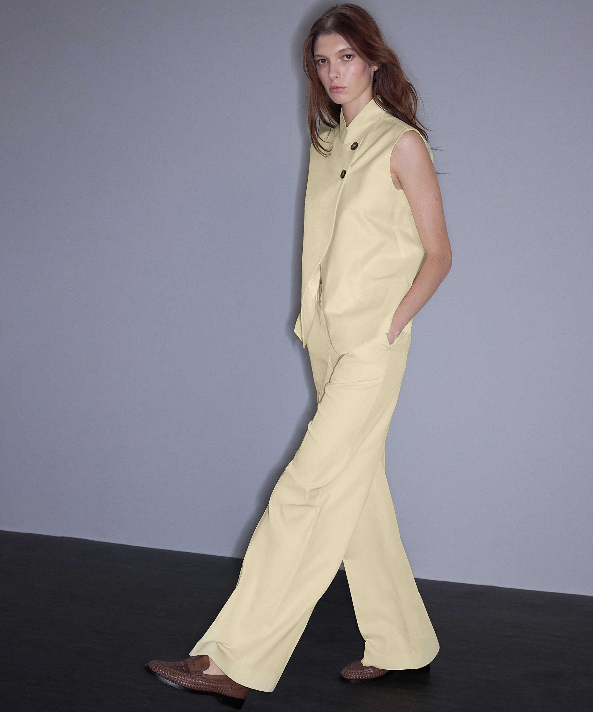 İpekyol Sarı Cepli wide leg pantolon