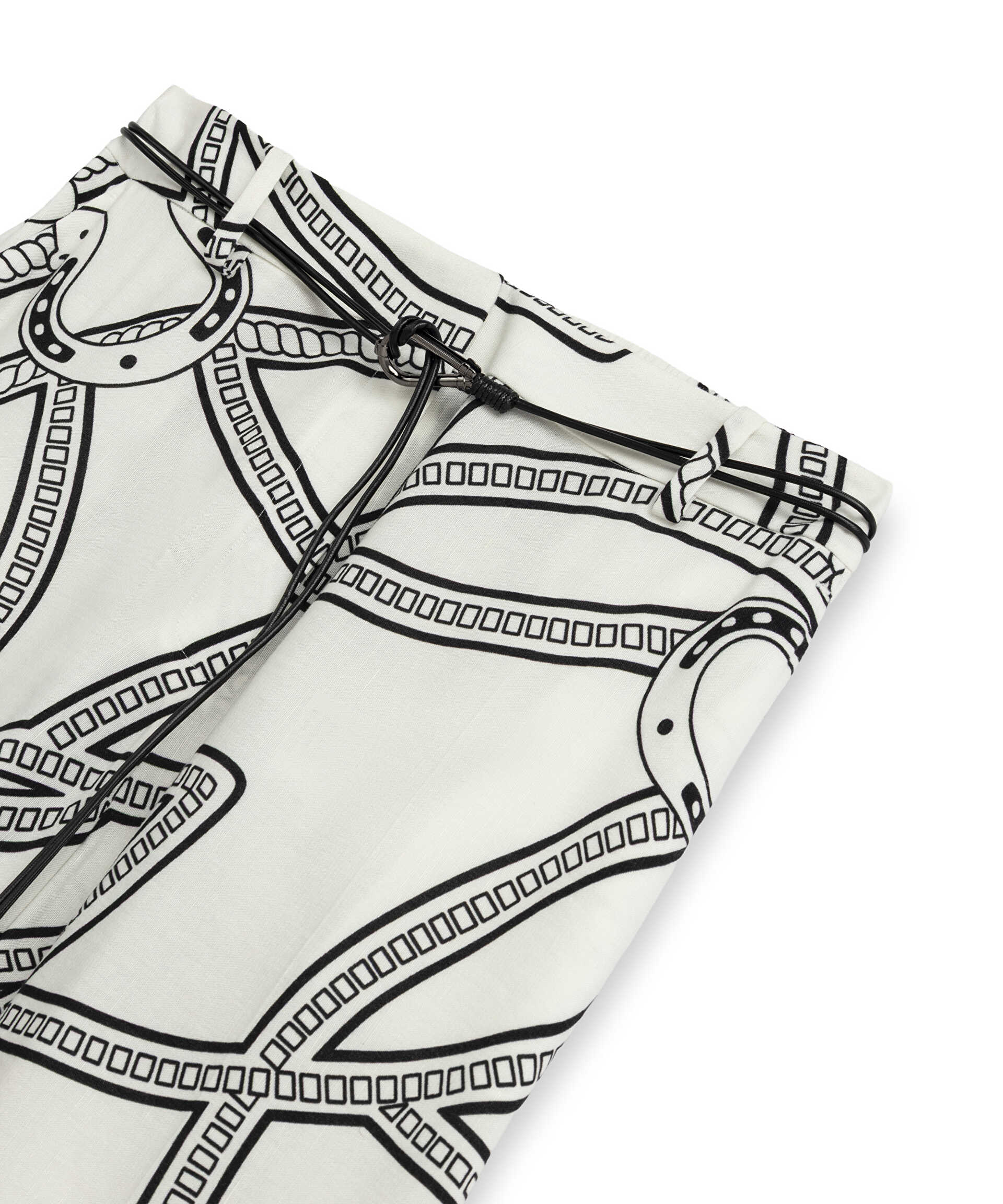 İpekyol Beyaz Desenli ve kemerli wide leg pantolon görsel 6