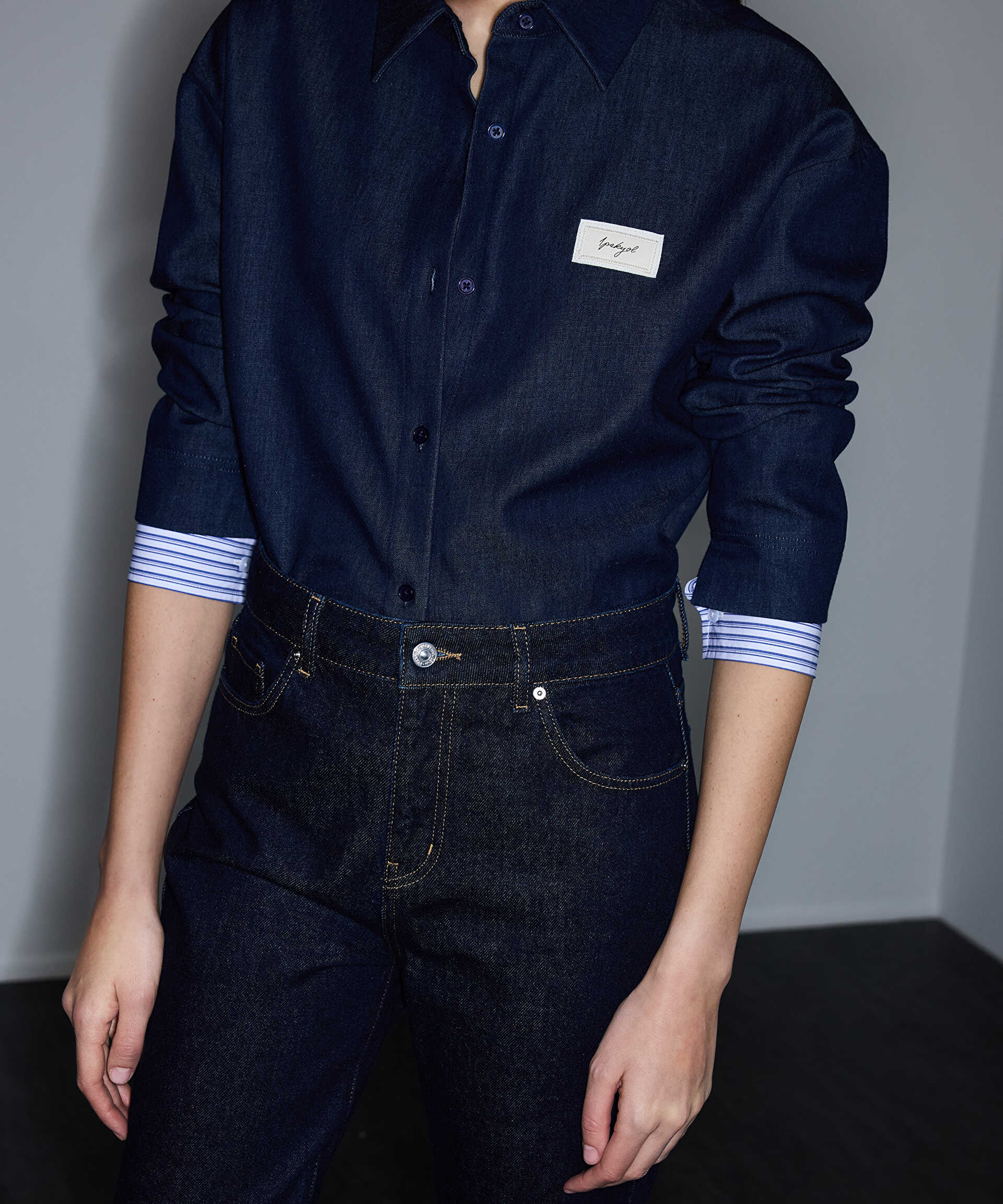 İpekyol Lacivert Mom fit jean pantolon görsel 2