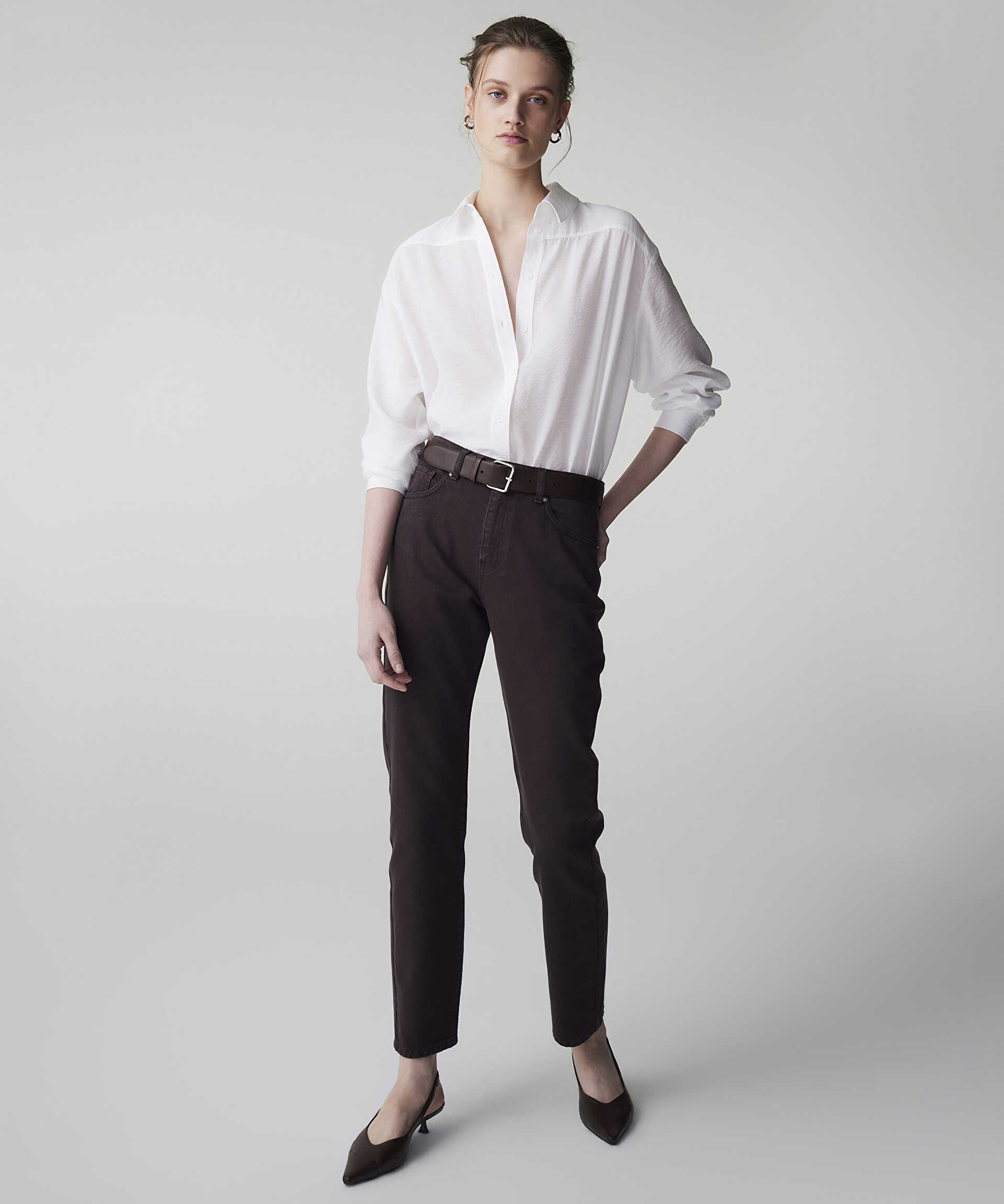 İpekyol Kahverengi Mom fit jean pantolon