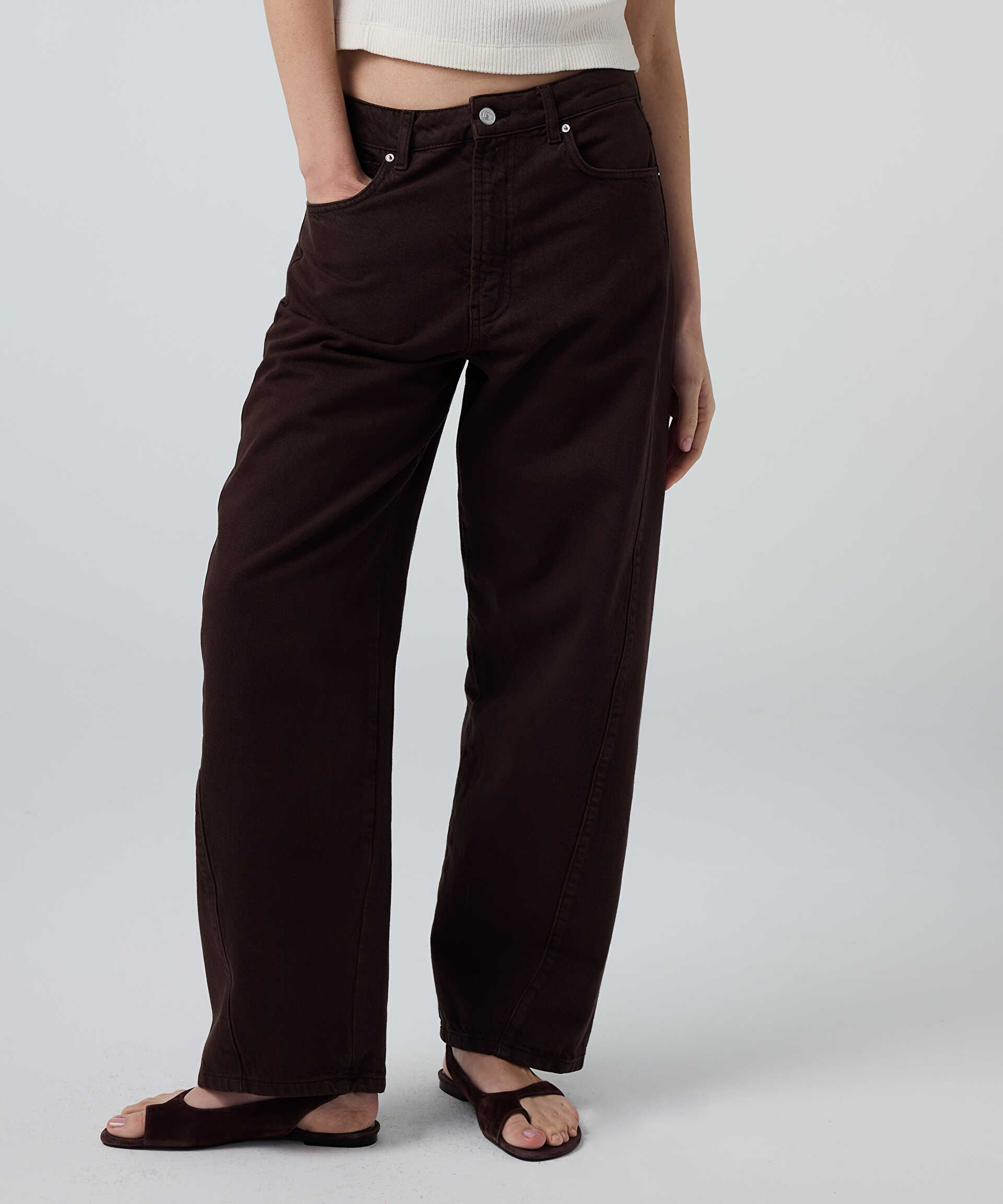 İpekyol Kahverengi Barrel fit jean pantolon