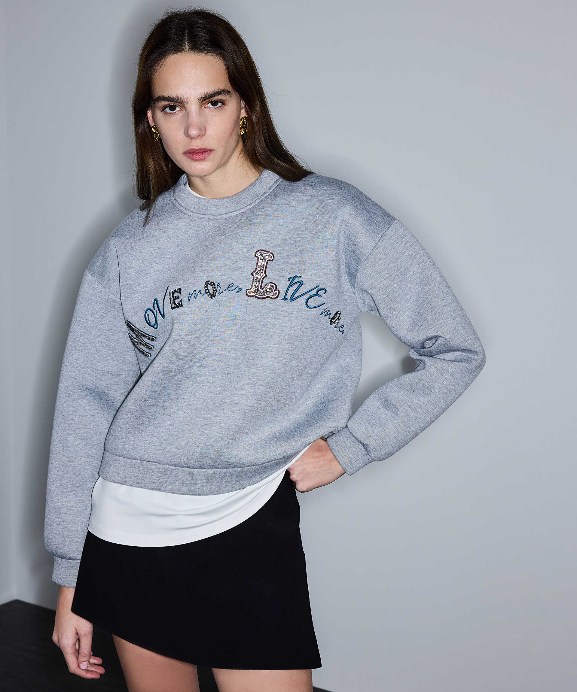 İpekyol Gri Patch li scuba sweatshirt