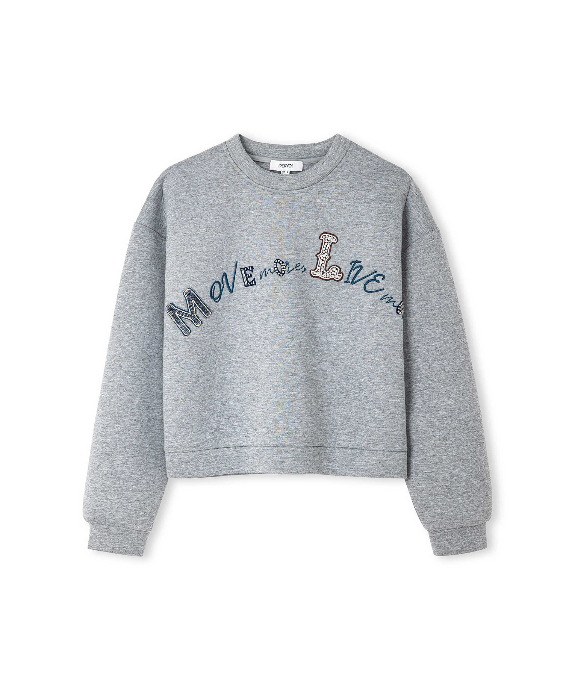 İpekyol Gri Patch li scuba sweatshirt görsel 5