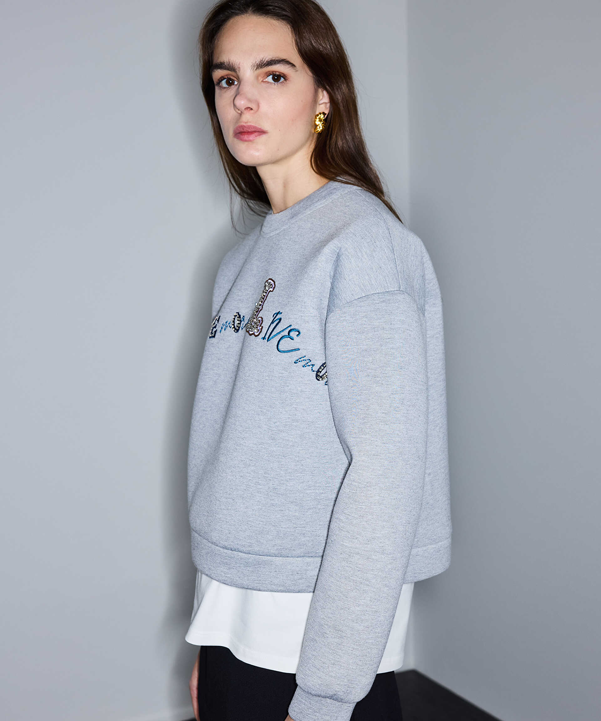 İpekyol Gri Patch li scuba sweatshirt görsel 3
