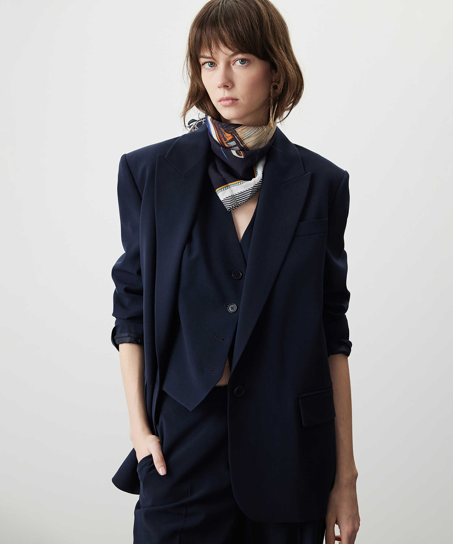Miss İpekyol Lacivert Vatkalı blazer