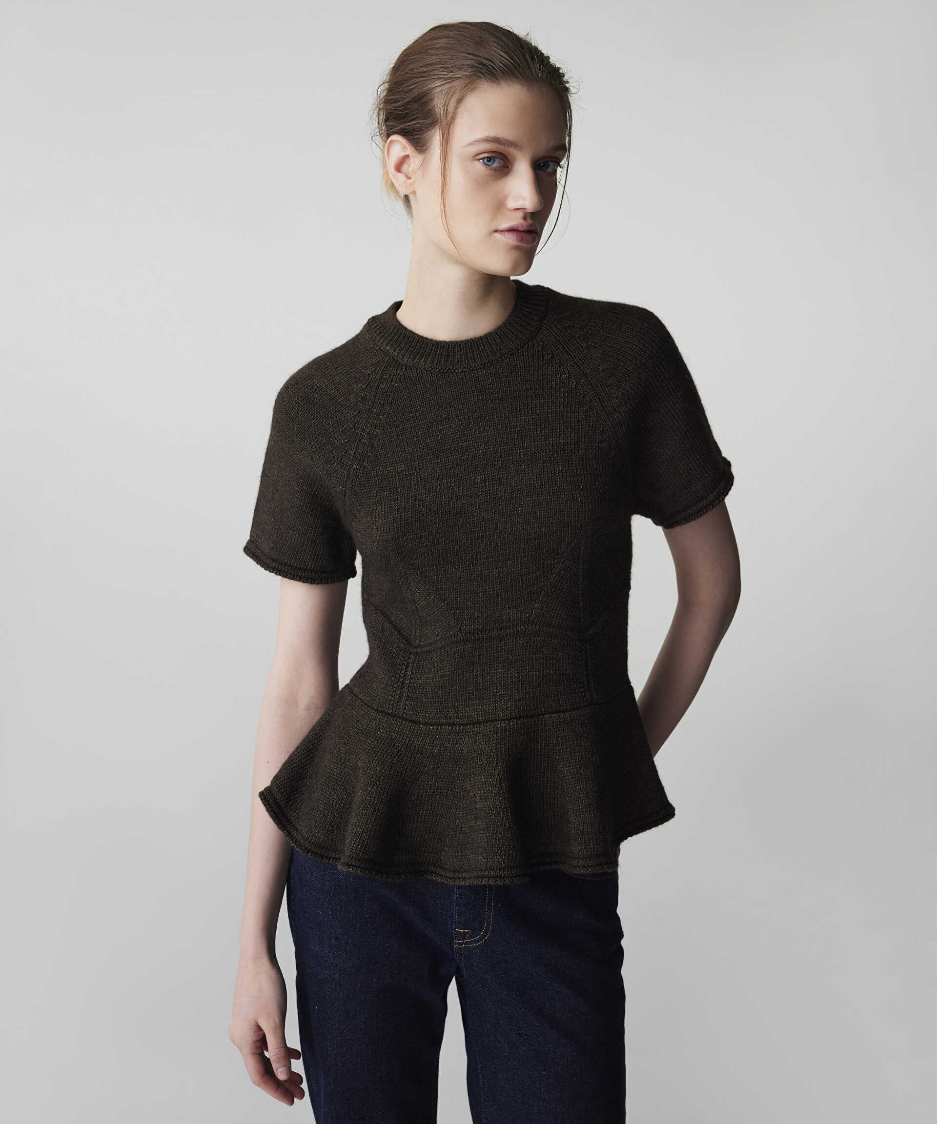 İpekyol Haki Peplum triko