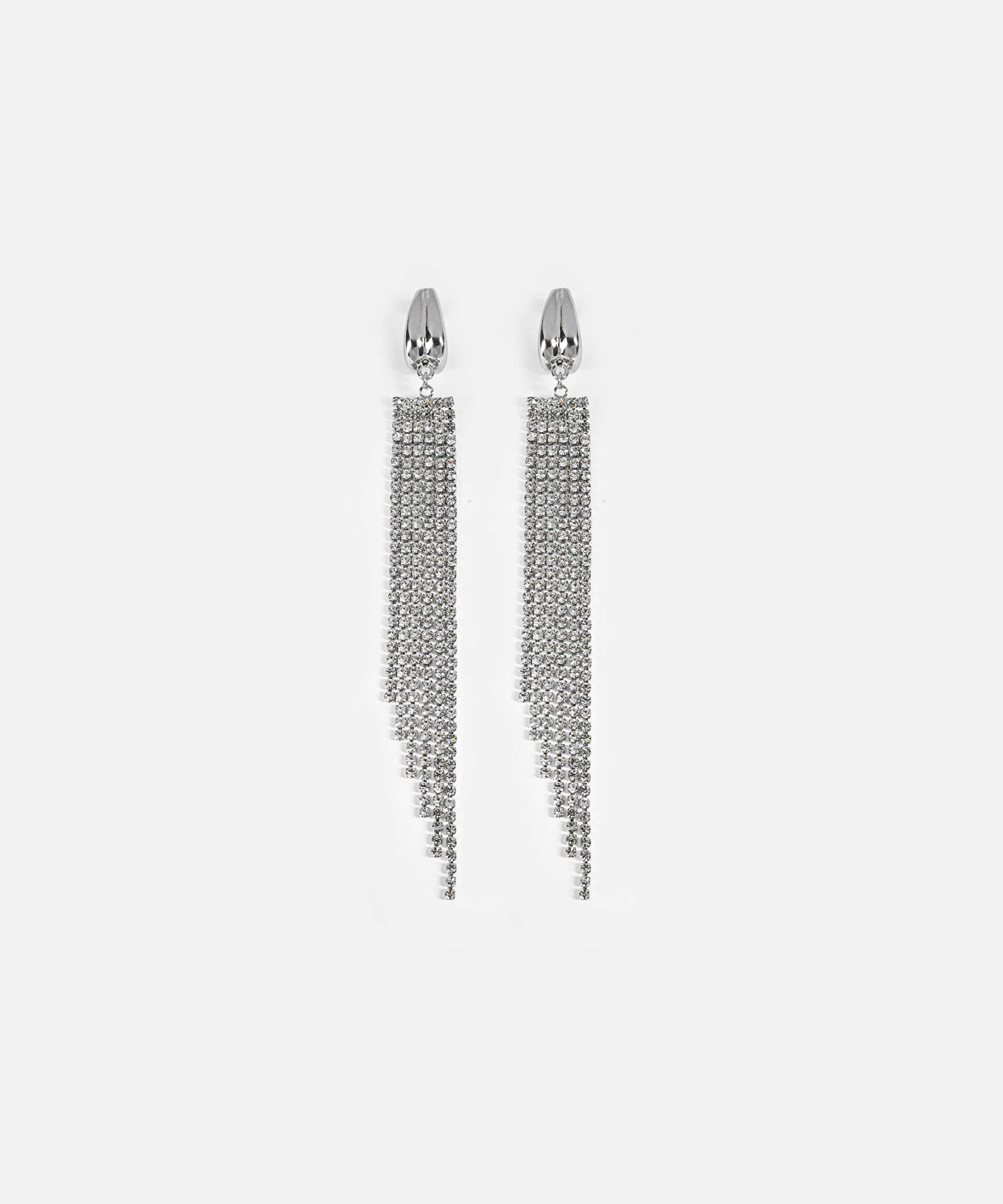 İpekyol Gümüş Strass taşlı sallantılı küpe