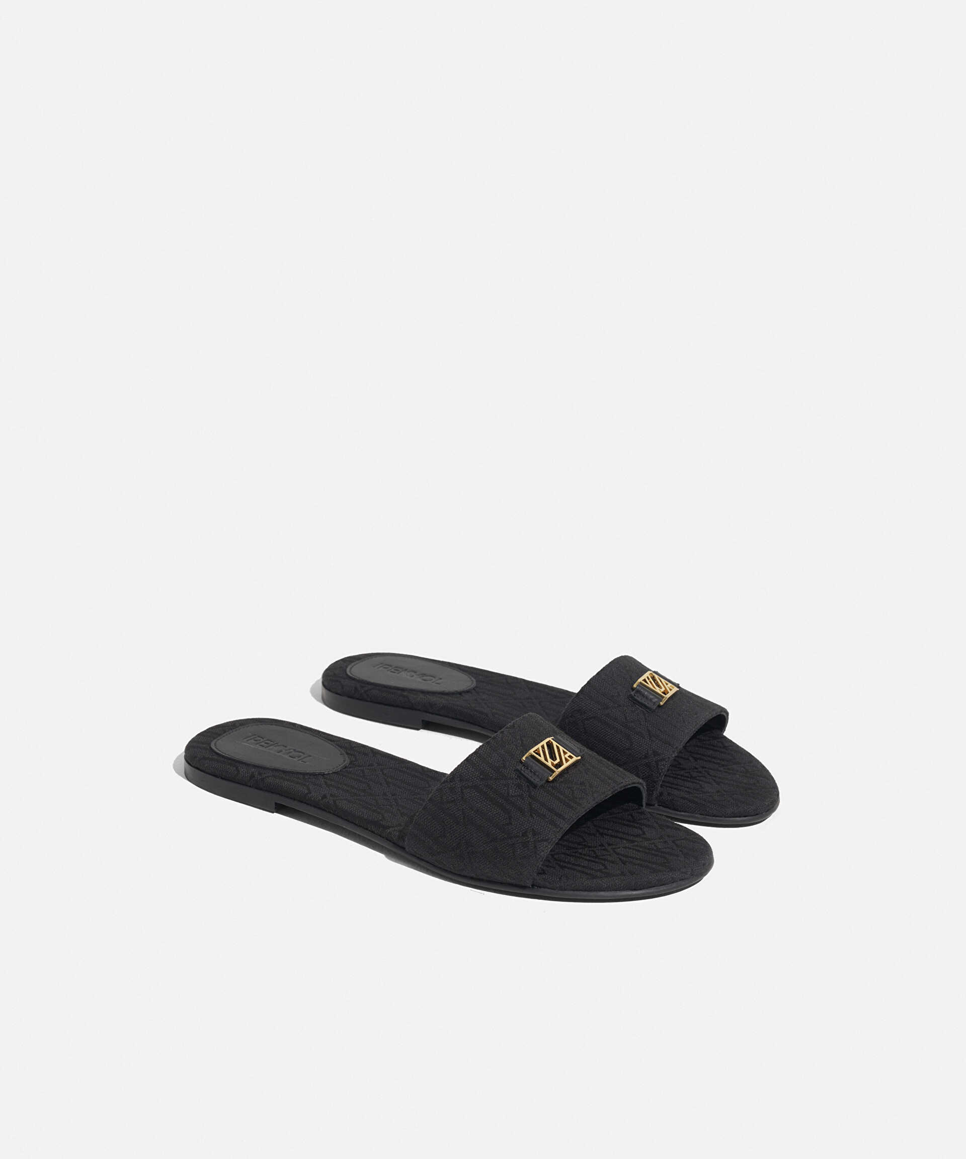 İpekyol Siyah Metal tokalı monogram jakarlı terlik görsel 2