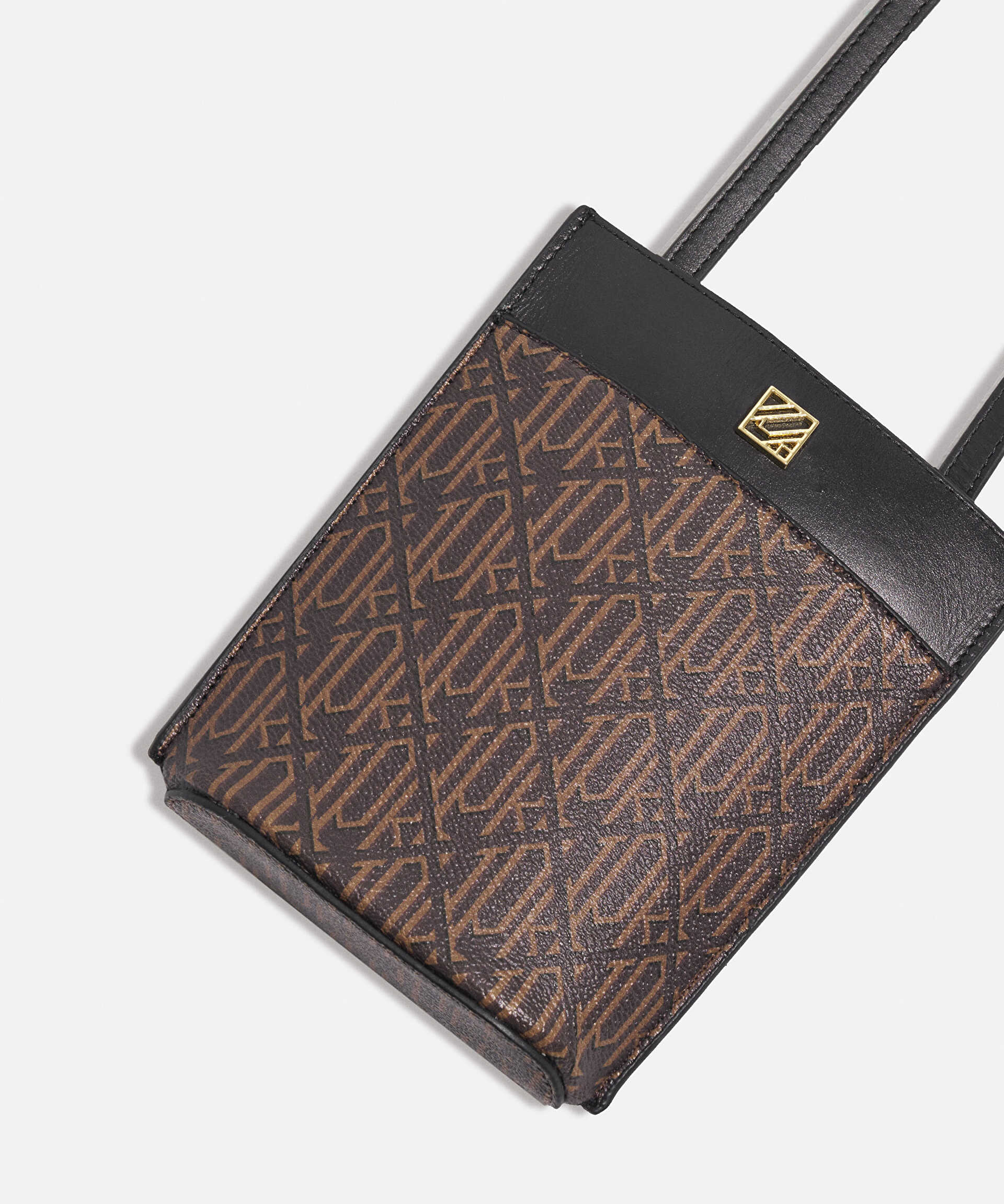 İpekyol Kahverengi Monogram baskılı telefon çantası görsel 4