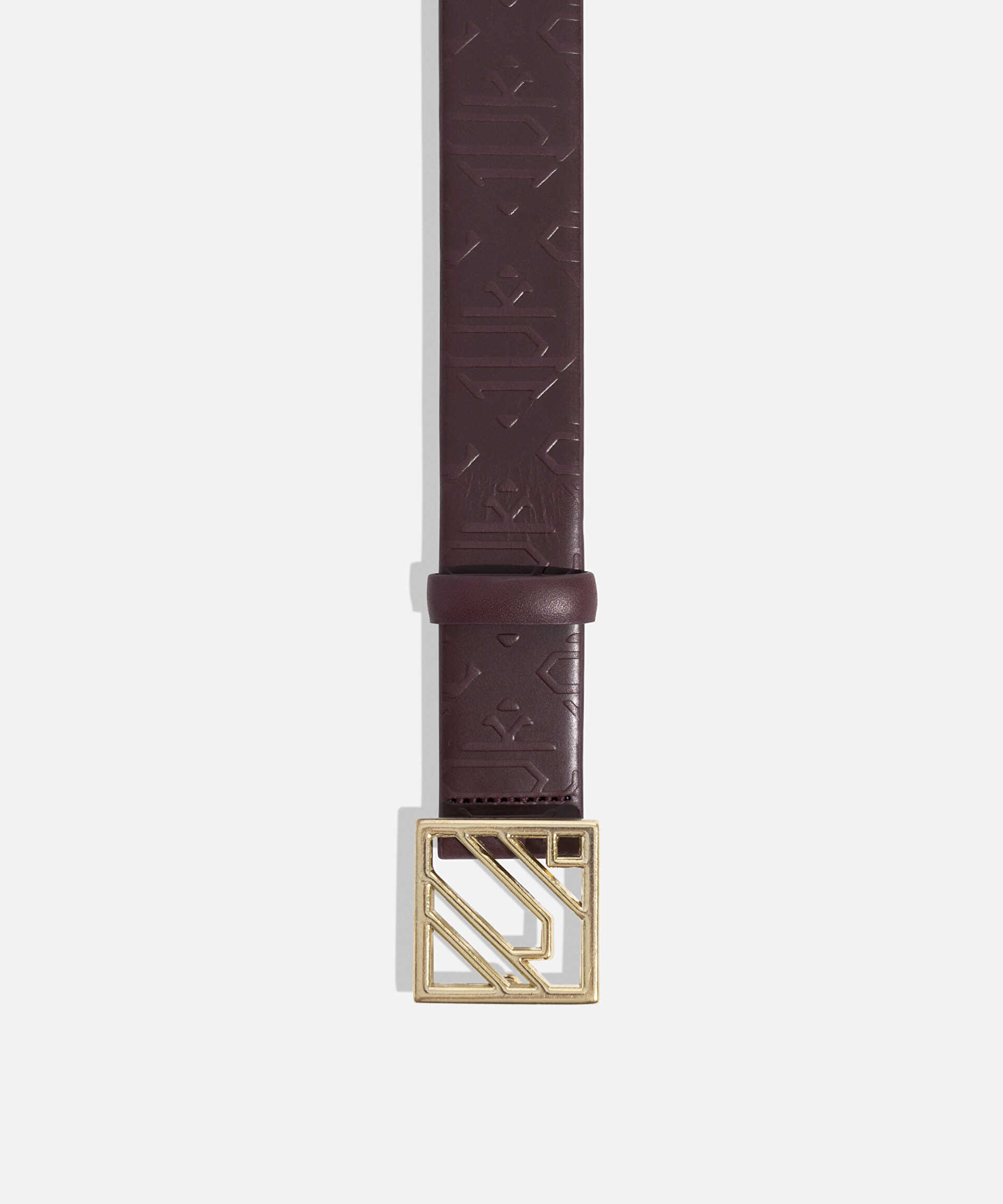 İpekyol Bordo Monogram tokalı deri kemer görsel 2