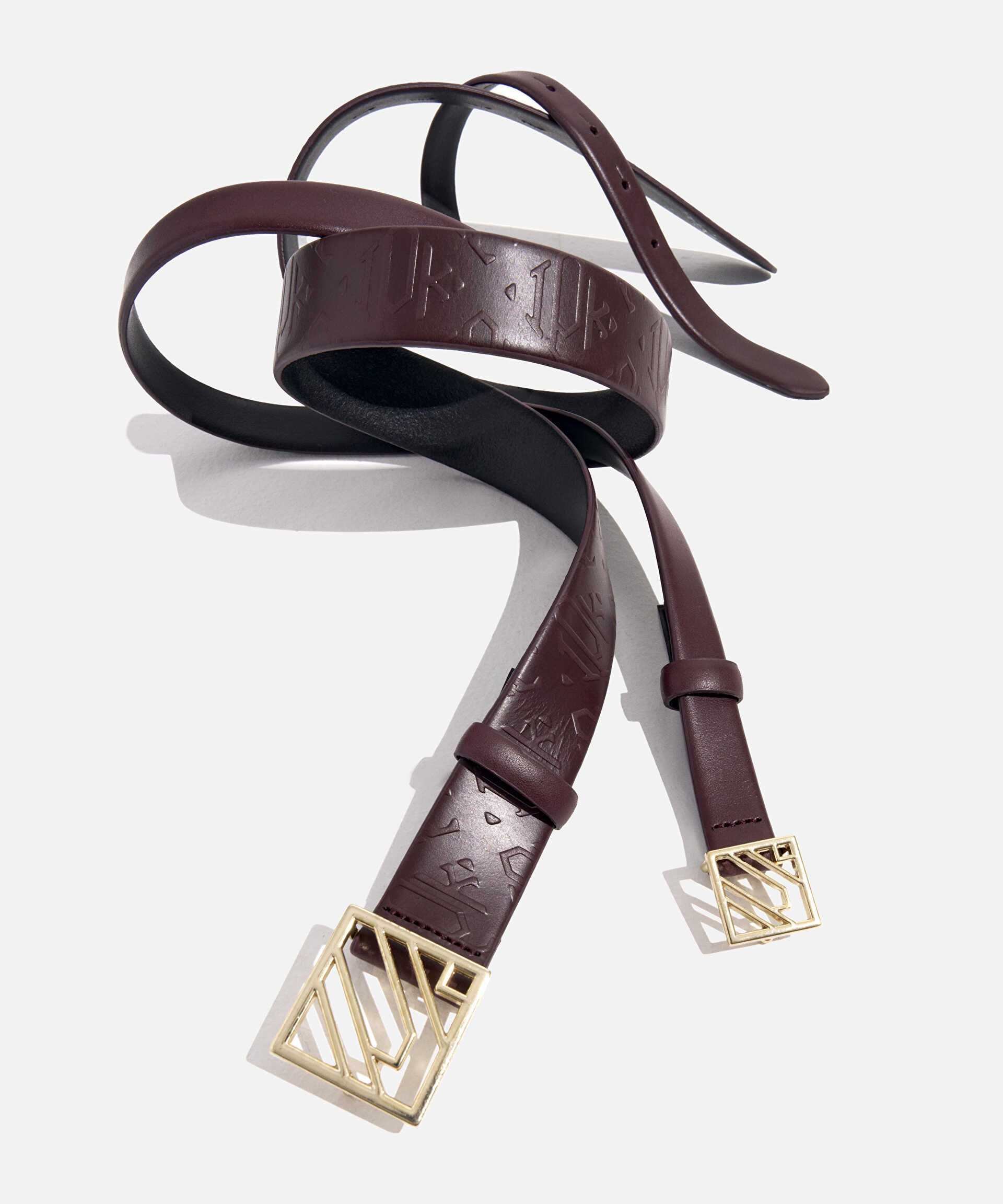 İpekyol Bordo Monogram tokalı deri kemer görsel 4