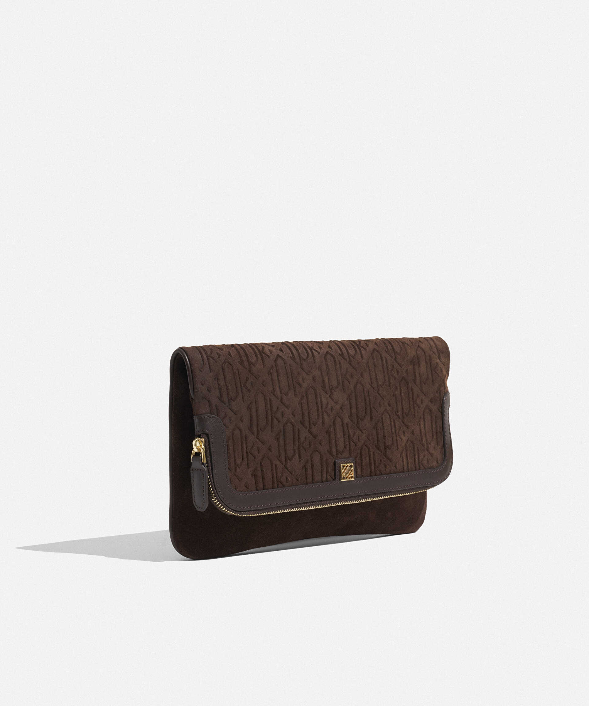 İpekyol Kahverengi SIENNA deri süet clutch görsel 2