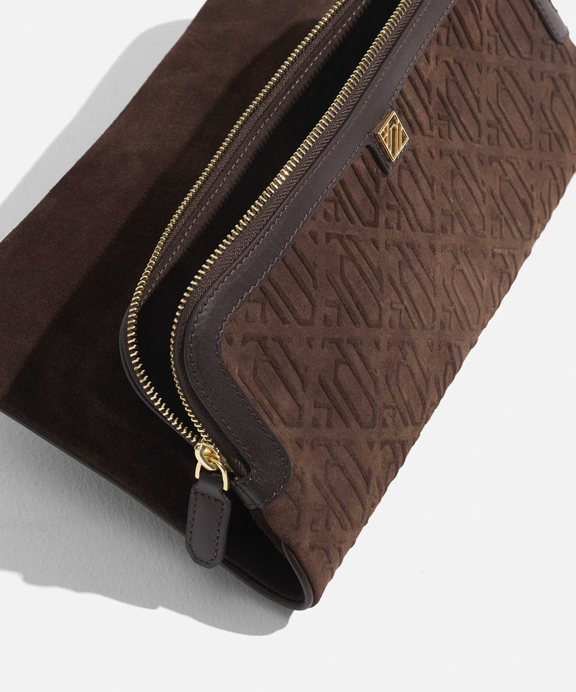 İpekyol Kahverengi SIENNA deri süet clutch görsel 4