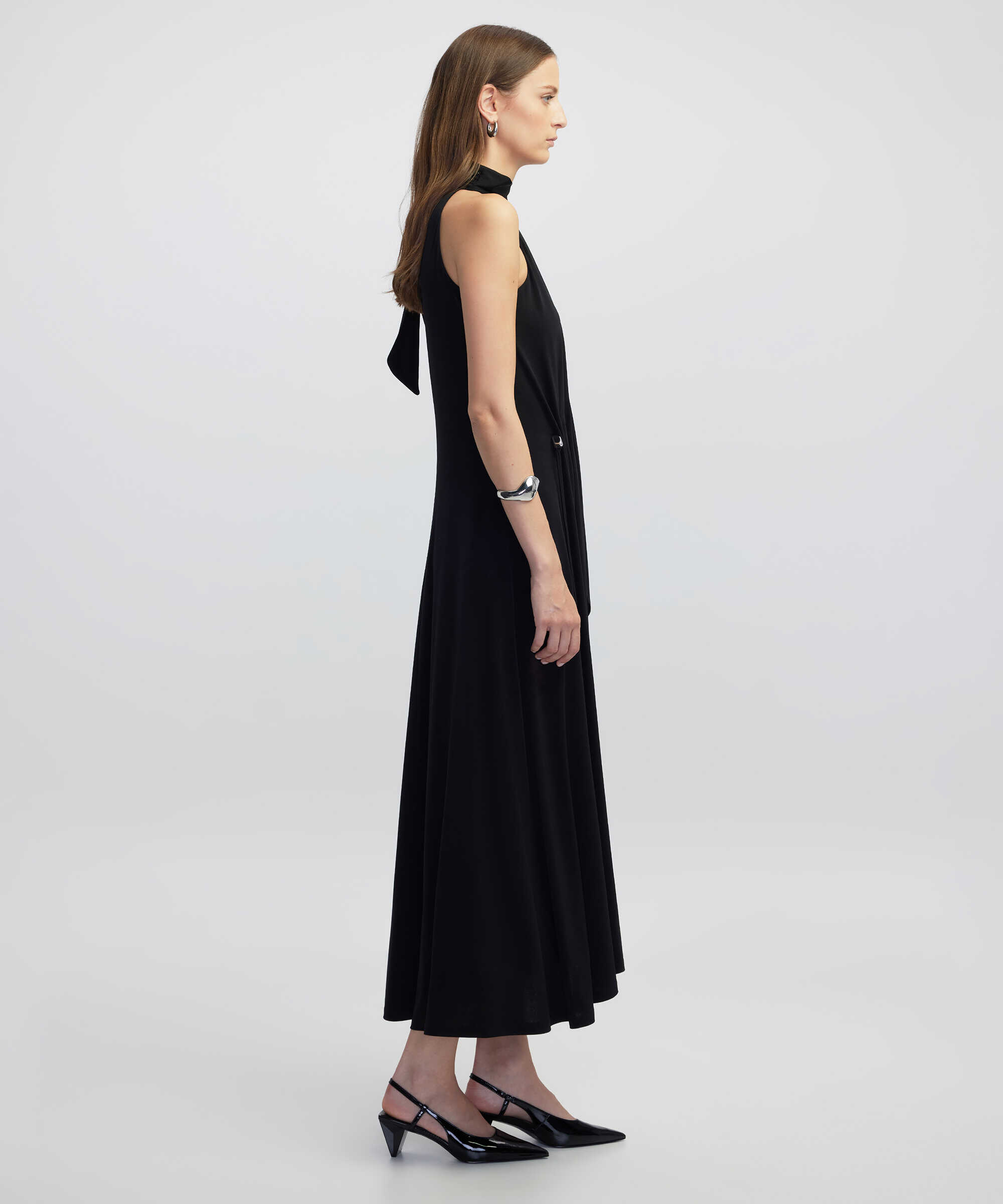 Fularlı ayarlanabilir bel elbise - IW6250002139001 - Siyah Elbise