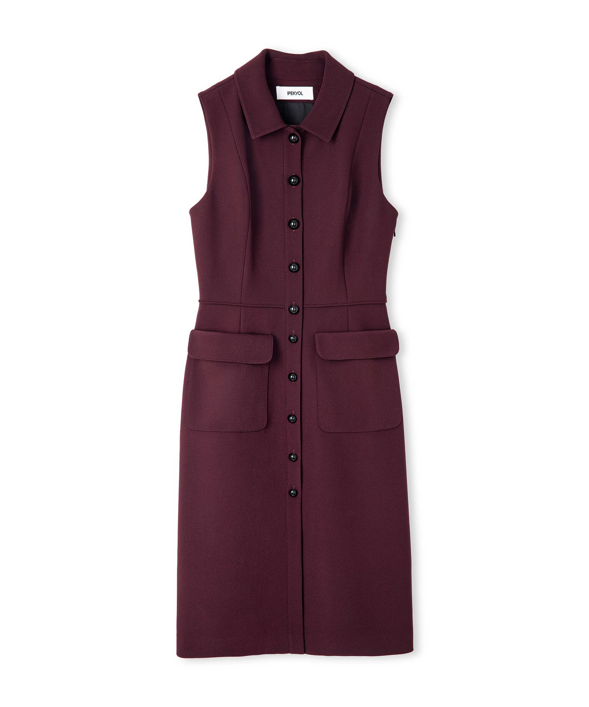 Geniş cepli midi elbise - IW6250002197035 - Bordo Elbise