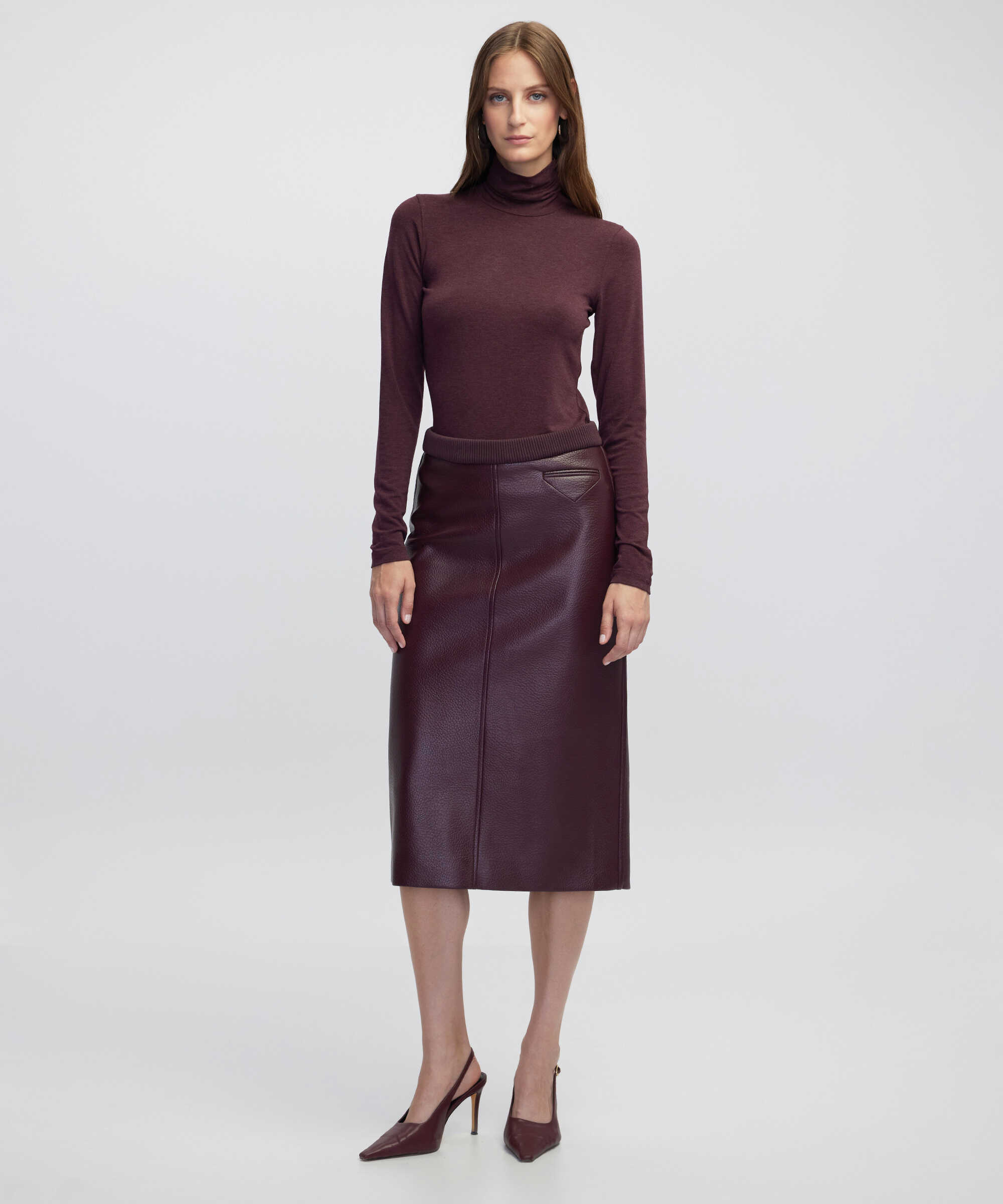 Balıkçı yaka basic tişört - IW6250070035035 - Bordo Tişört