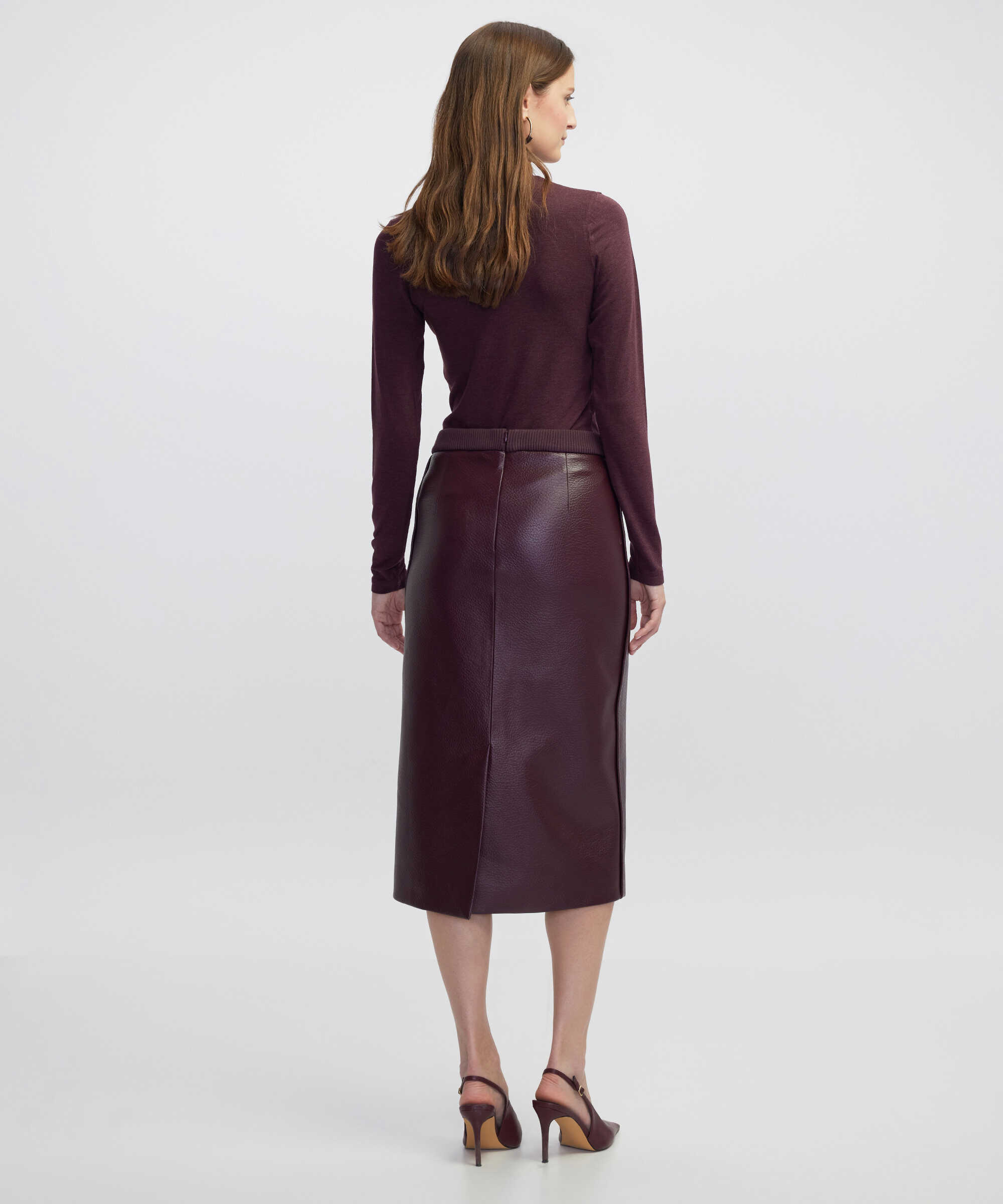 Balıkçı yaka basic tişört - IW6250070035035 - Bordo Tişört