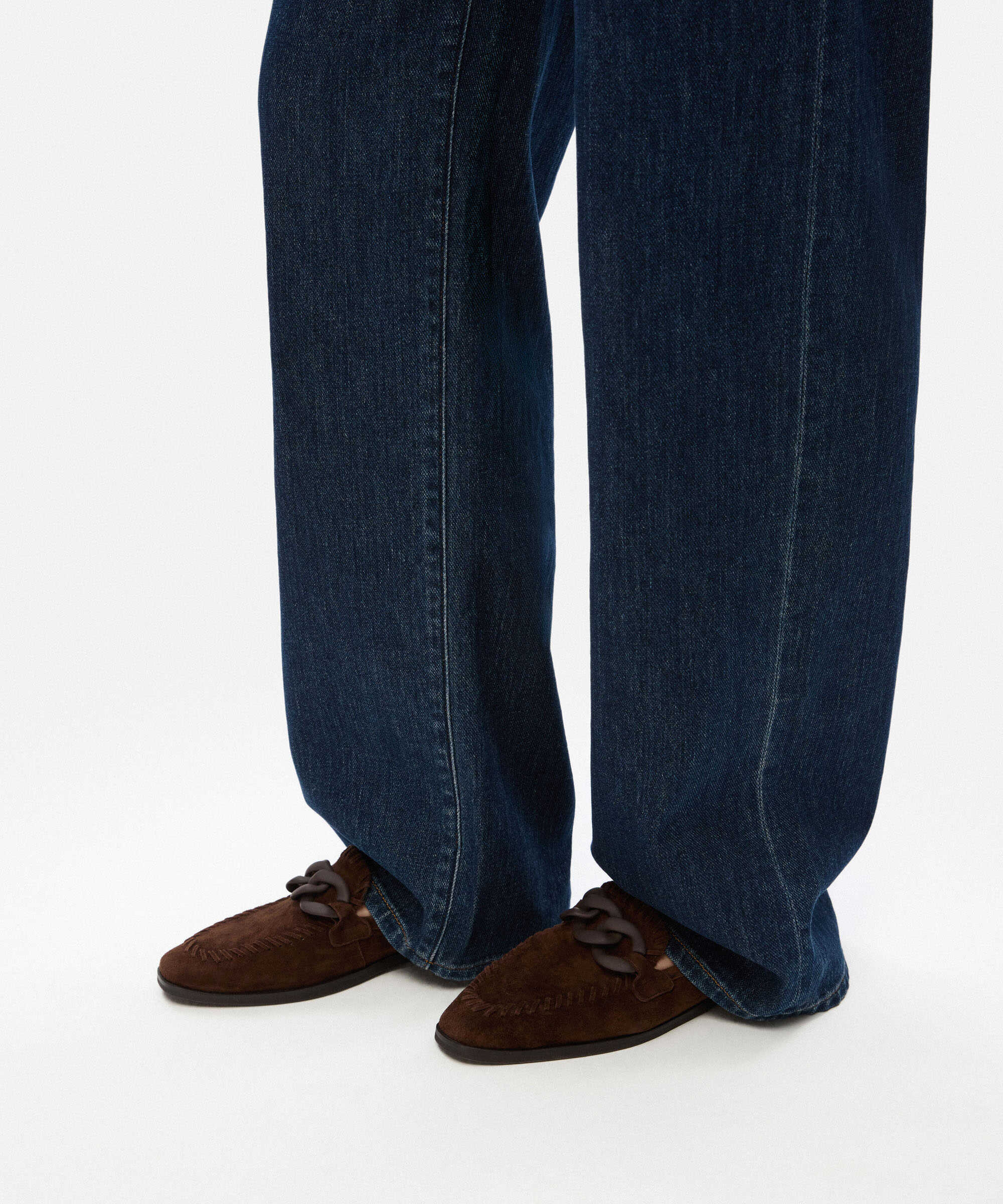 %100 süet deri loafer - IW6250030003074 - Kahverengi Düz Ayakkabı