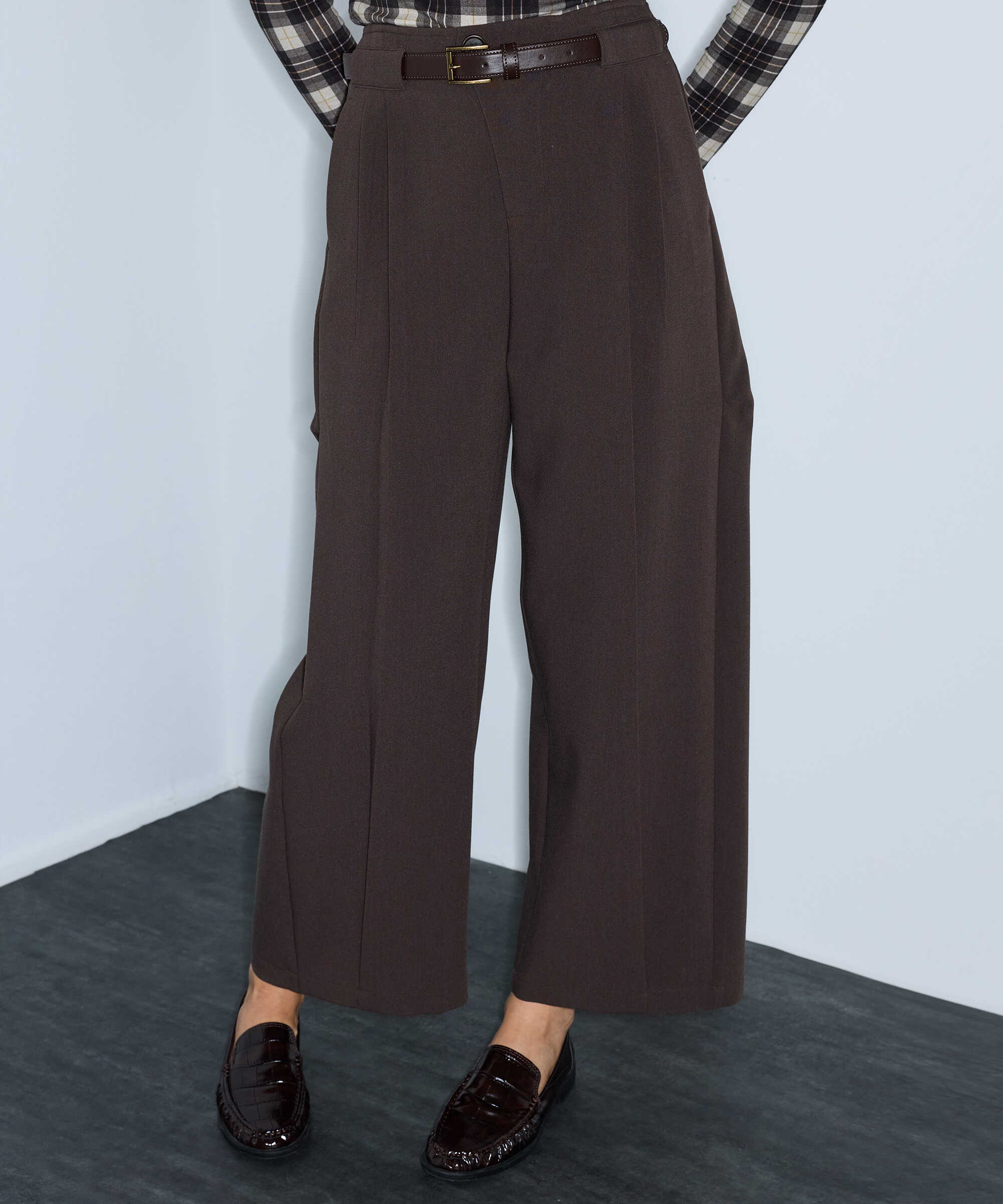 Kemerli barrel pantolon - IW6260003146074 - Kahverengi Pantolon