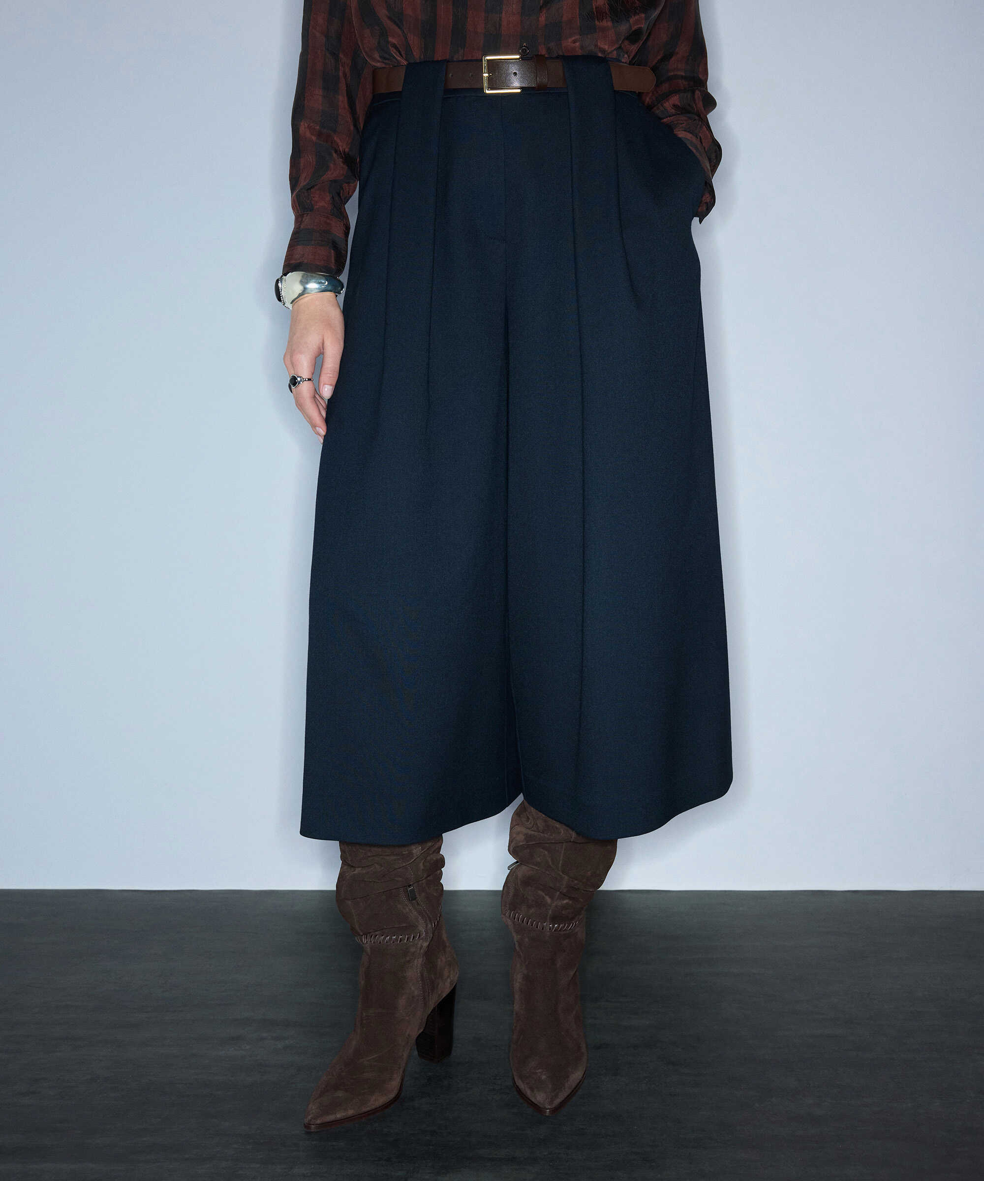 Kemerli palazzo bermuda - IW6260003299015 - Lacivert Pantolon