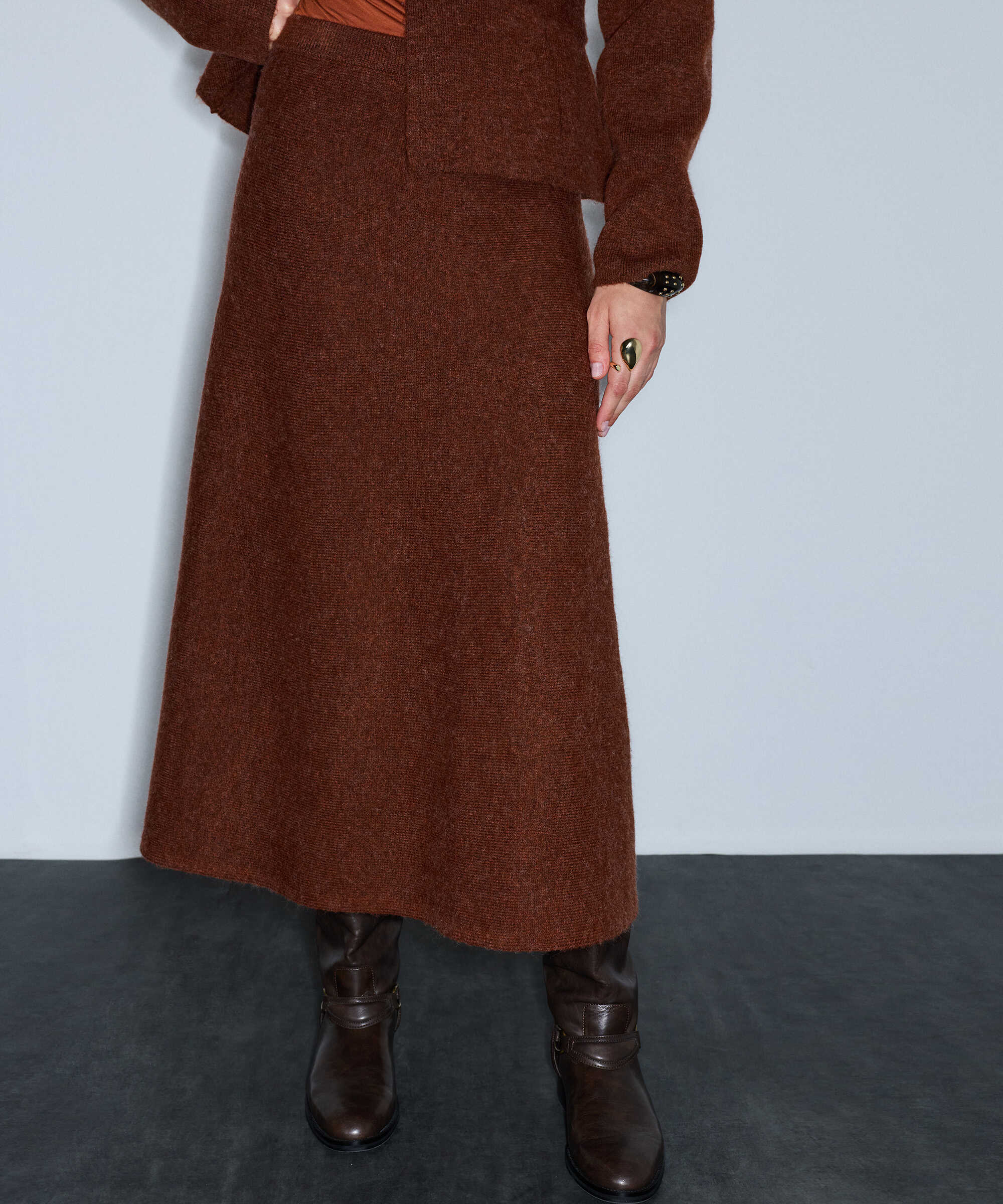 Triko midi etek - IW6260004130054 - Kiremit Etek
