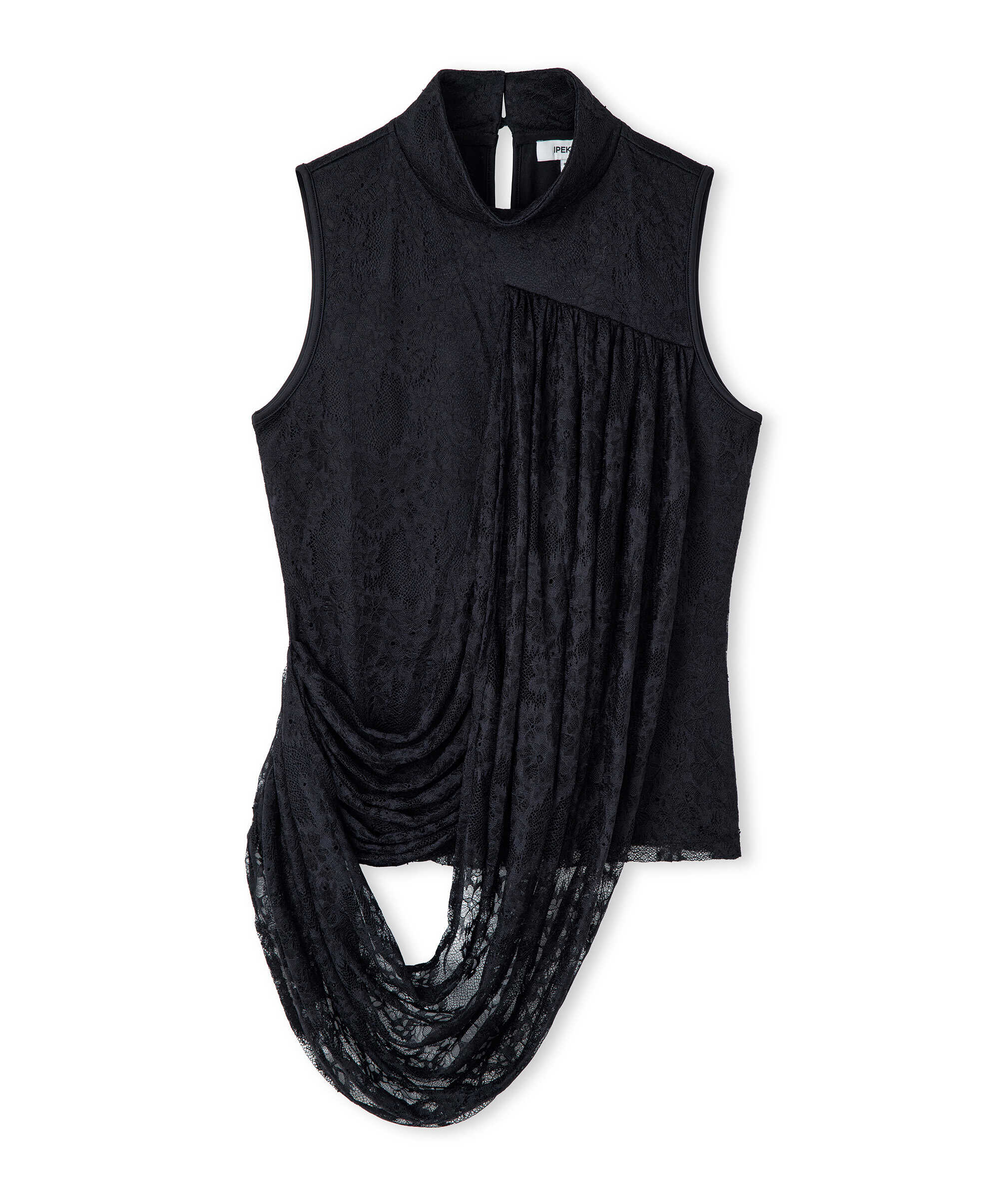 Asimetrik dökümlü dantel bluz - IW6260006157001 - Siyah undefined