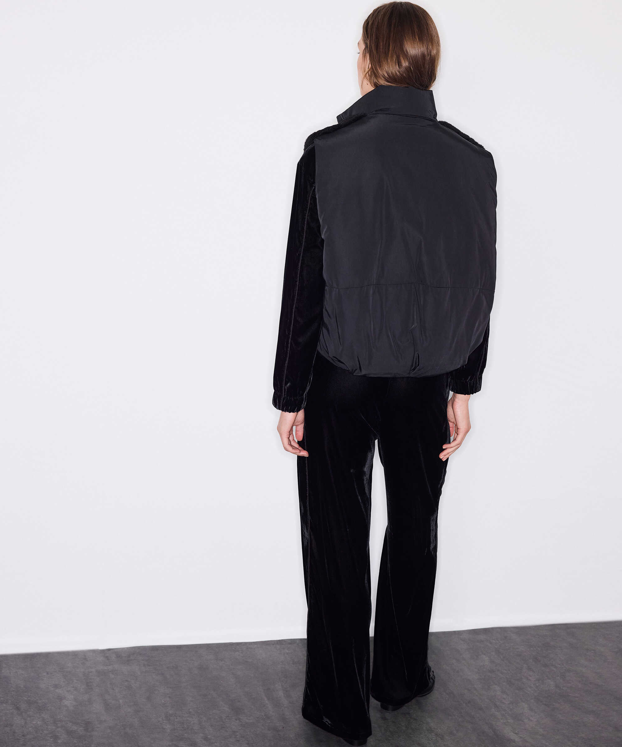 Kumaş mix bomber yelek - IW6260007113001 - Siyah Yelek Modelleri