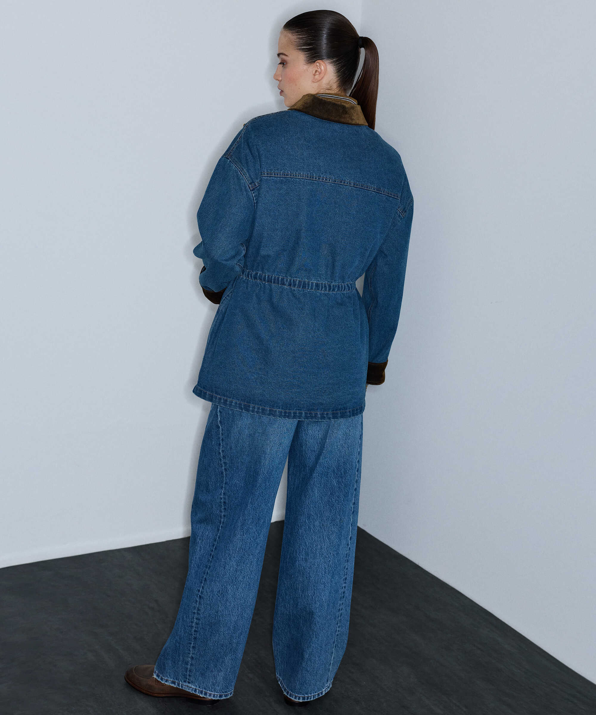Karma aksesuarlı denim mont - IW6260012361629 - İndigo Mont