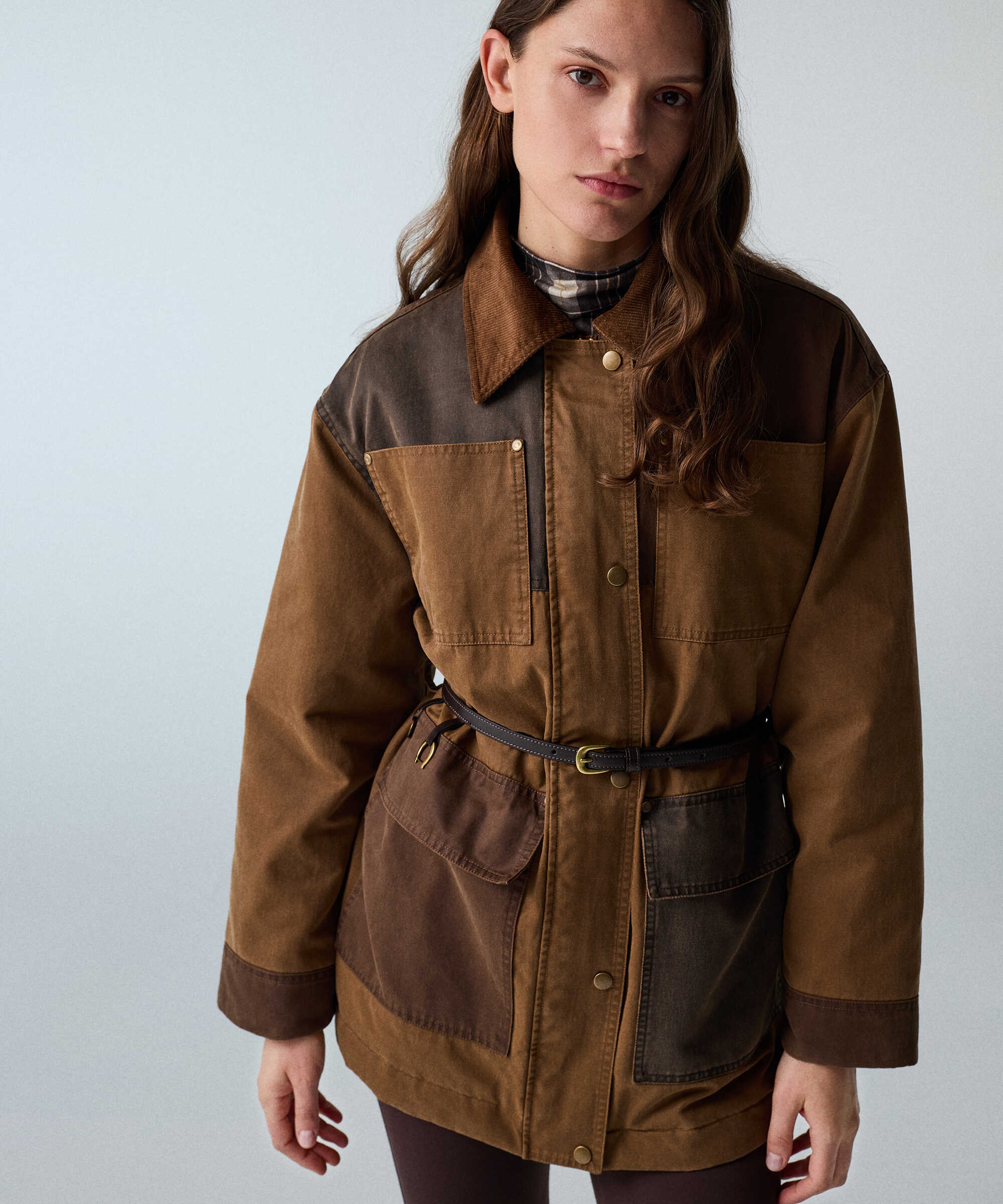 Kemerli colorblock mont - IW6260012378074 - Kahverengi Mont