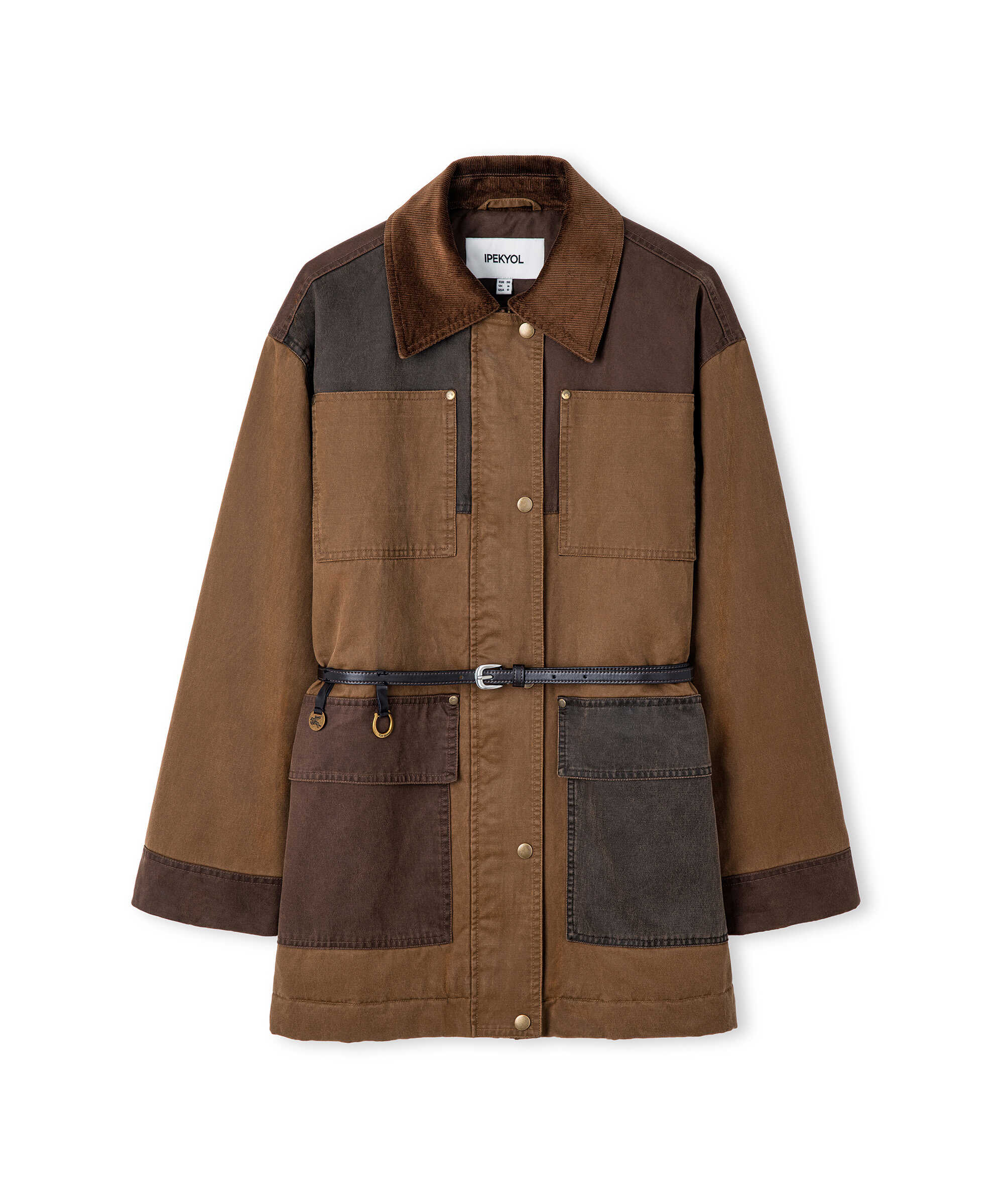 Kemerli colorblock mont - IW6260012378074 - Kahverengi Mont