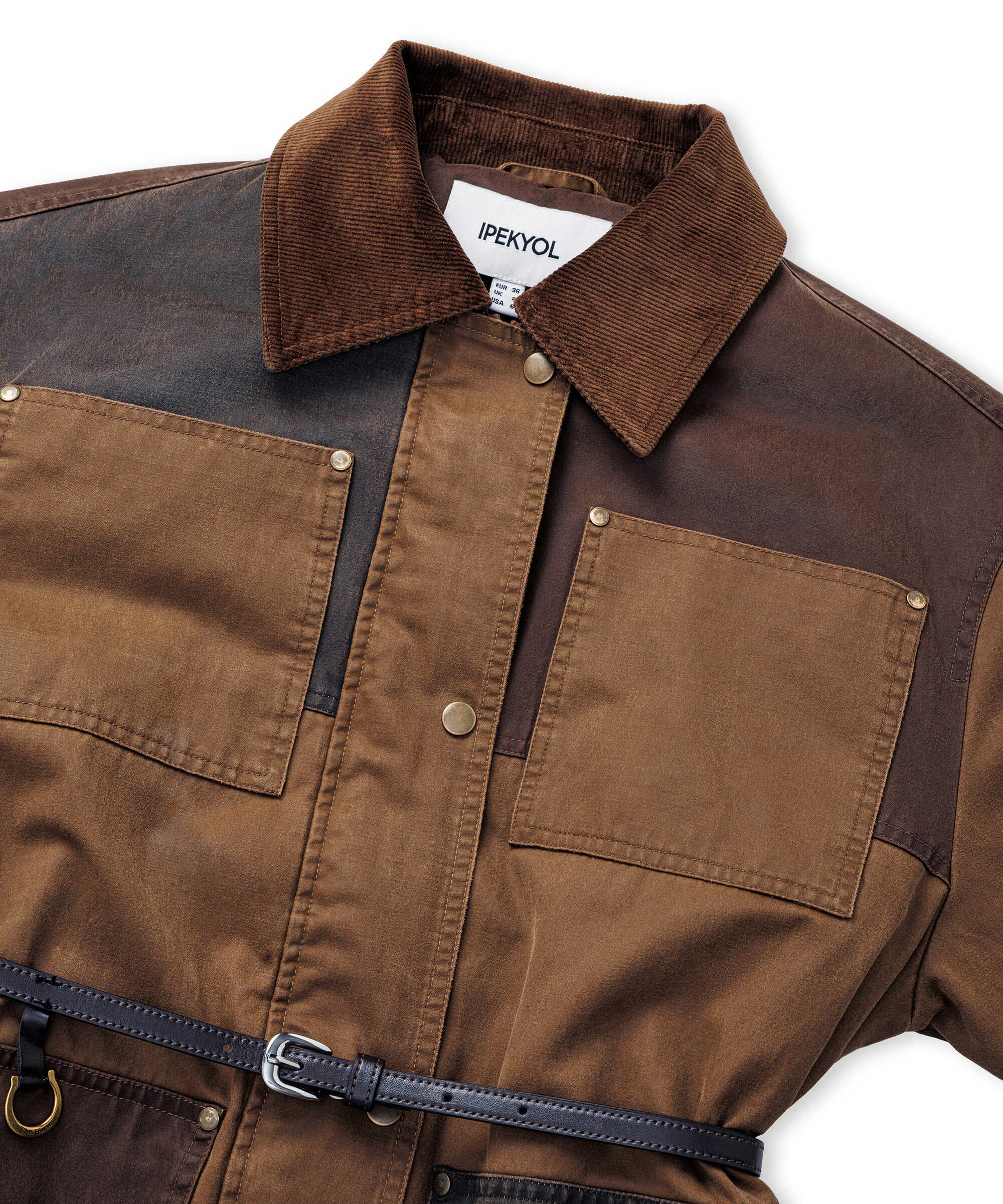 Kemerli colorblock mont - IW6260012378074 - Kahverengi Mont