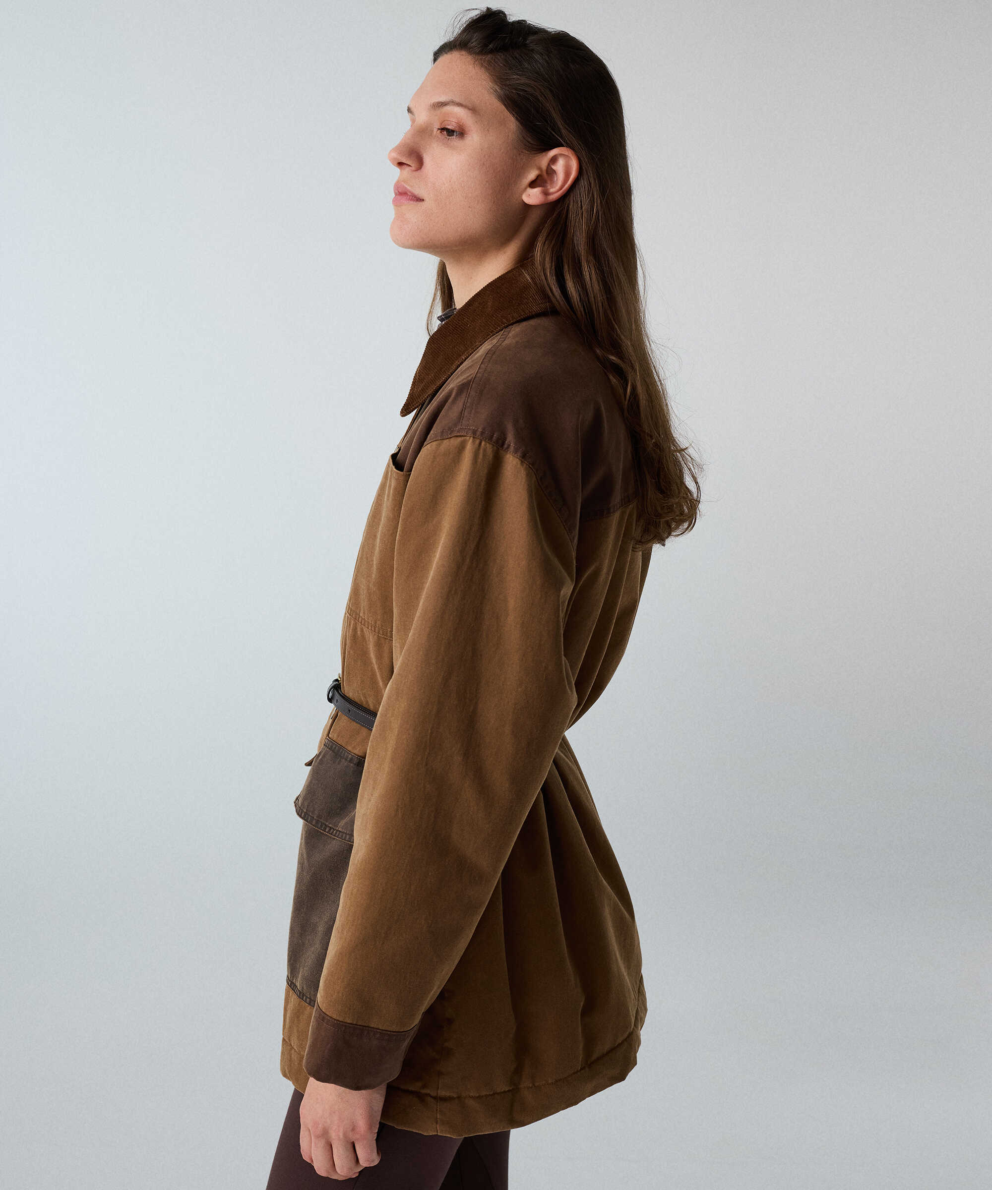 Kemerli colorblock mont - IW6260012378074 - Kahverengi Mont