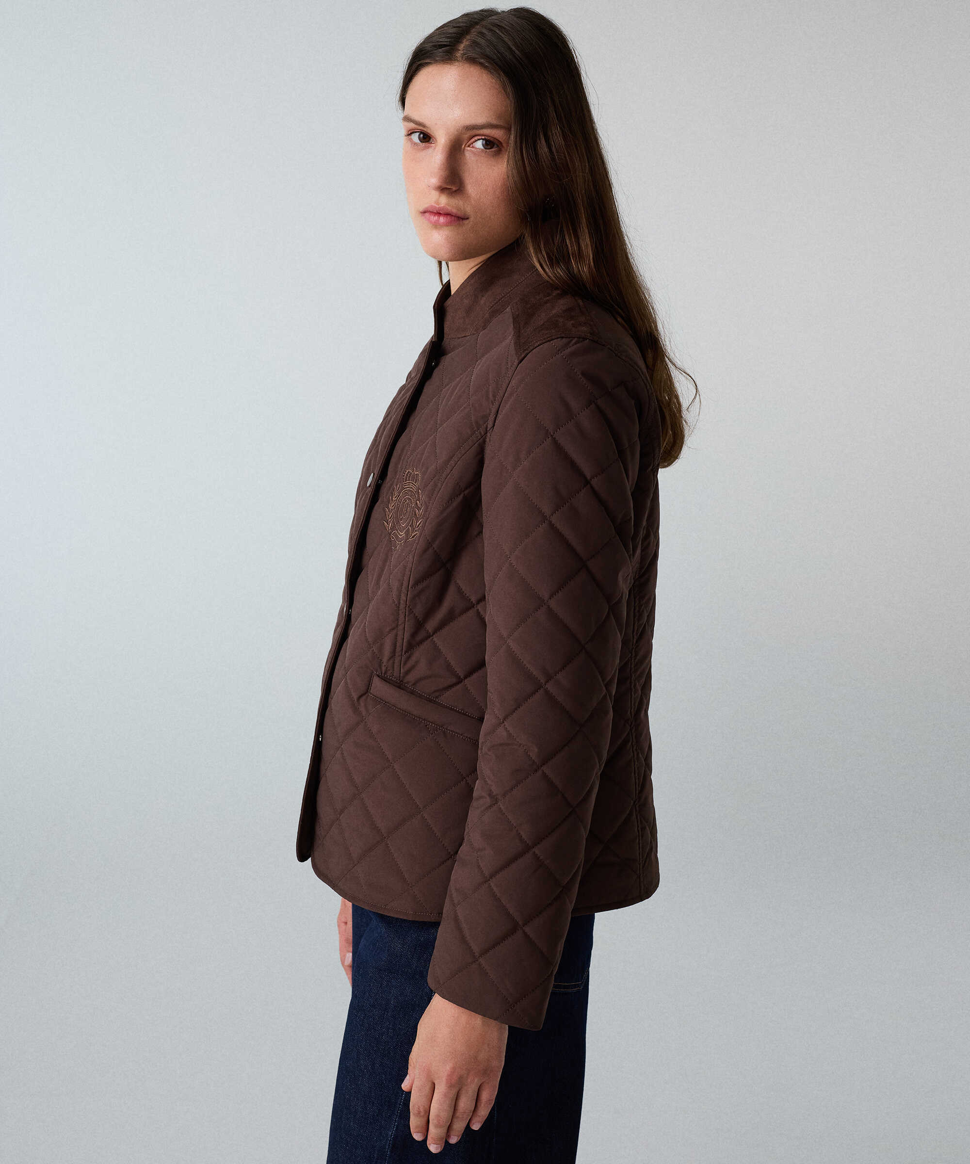 Monogram nakışlı kapitone mont - IW6260012379074 - Kahverengi Mont