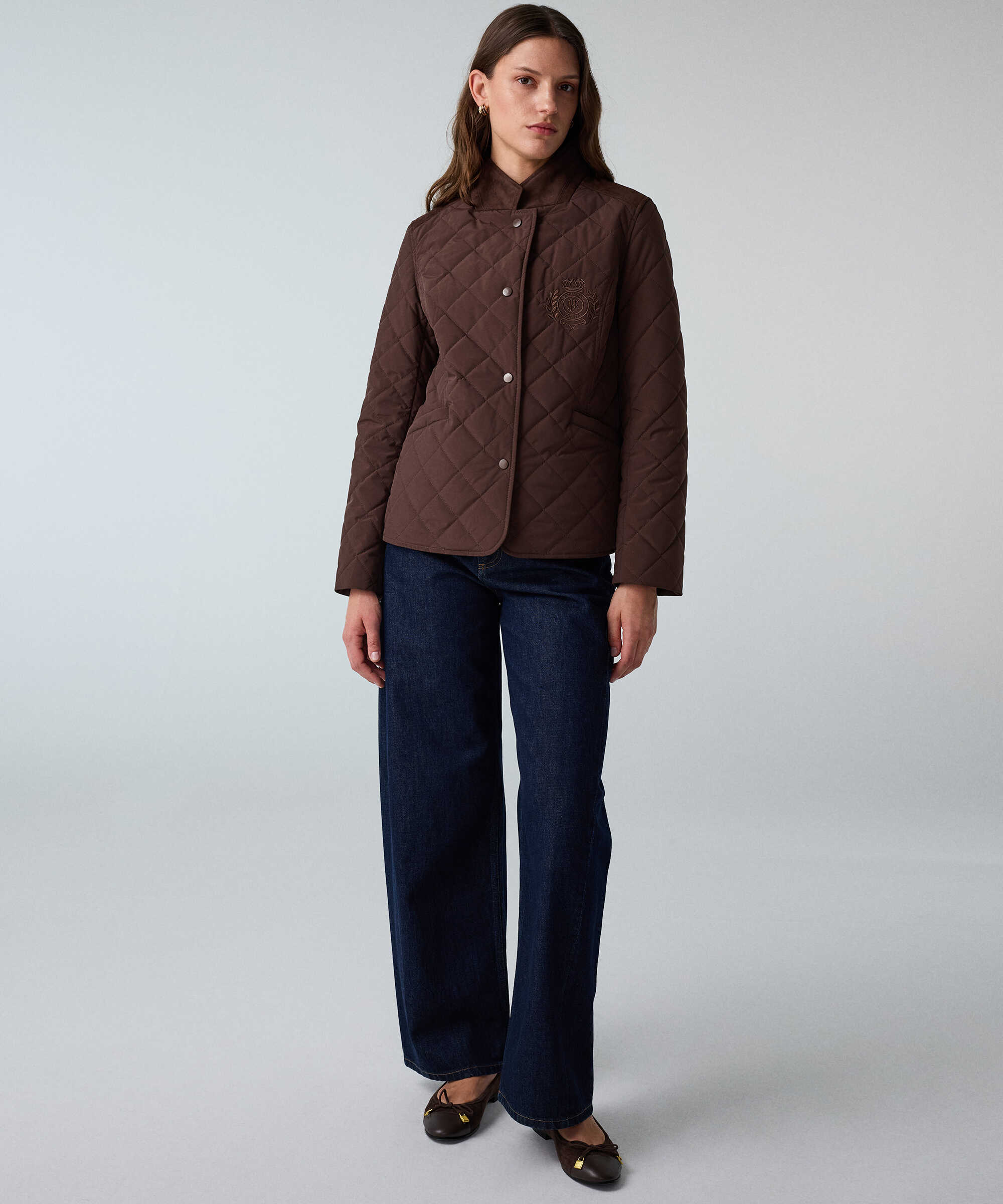 Monogram nakışlı kapitone mont - IW6260012379074 - Kahverengi Mont