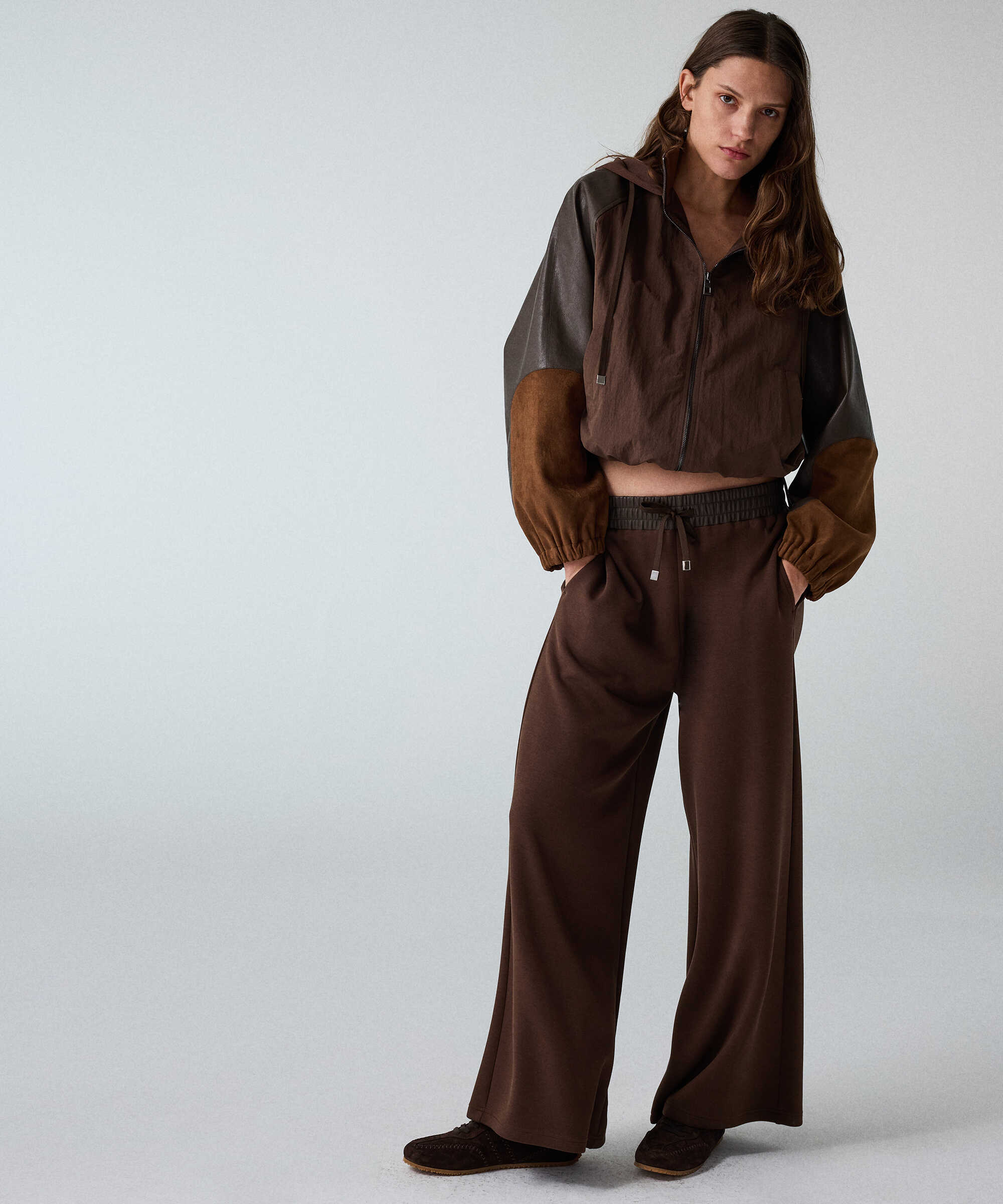 Kumaş mix colorblock mont - IW6260012418074 - Kahverengi Mont