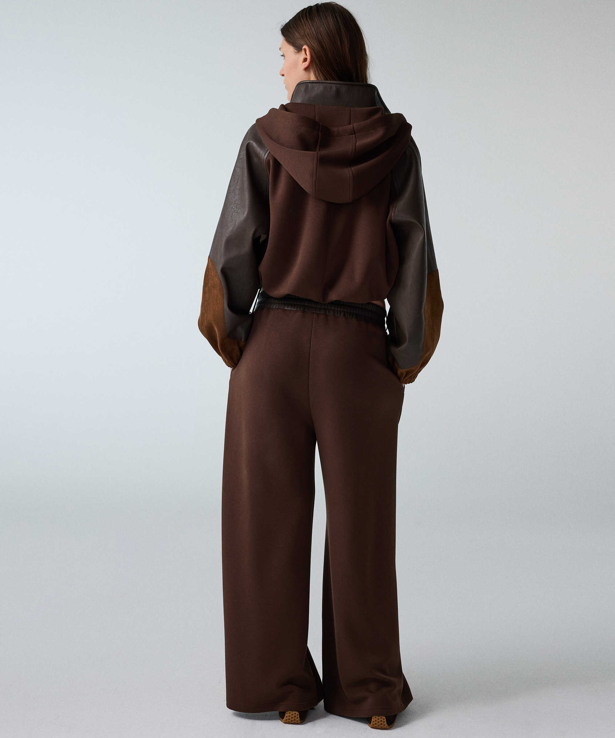 Kumaş mix colorblock mont - IW6260012418074 - Kahverengi Mont