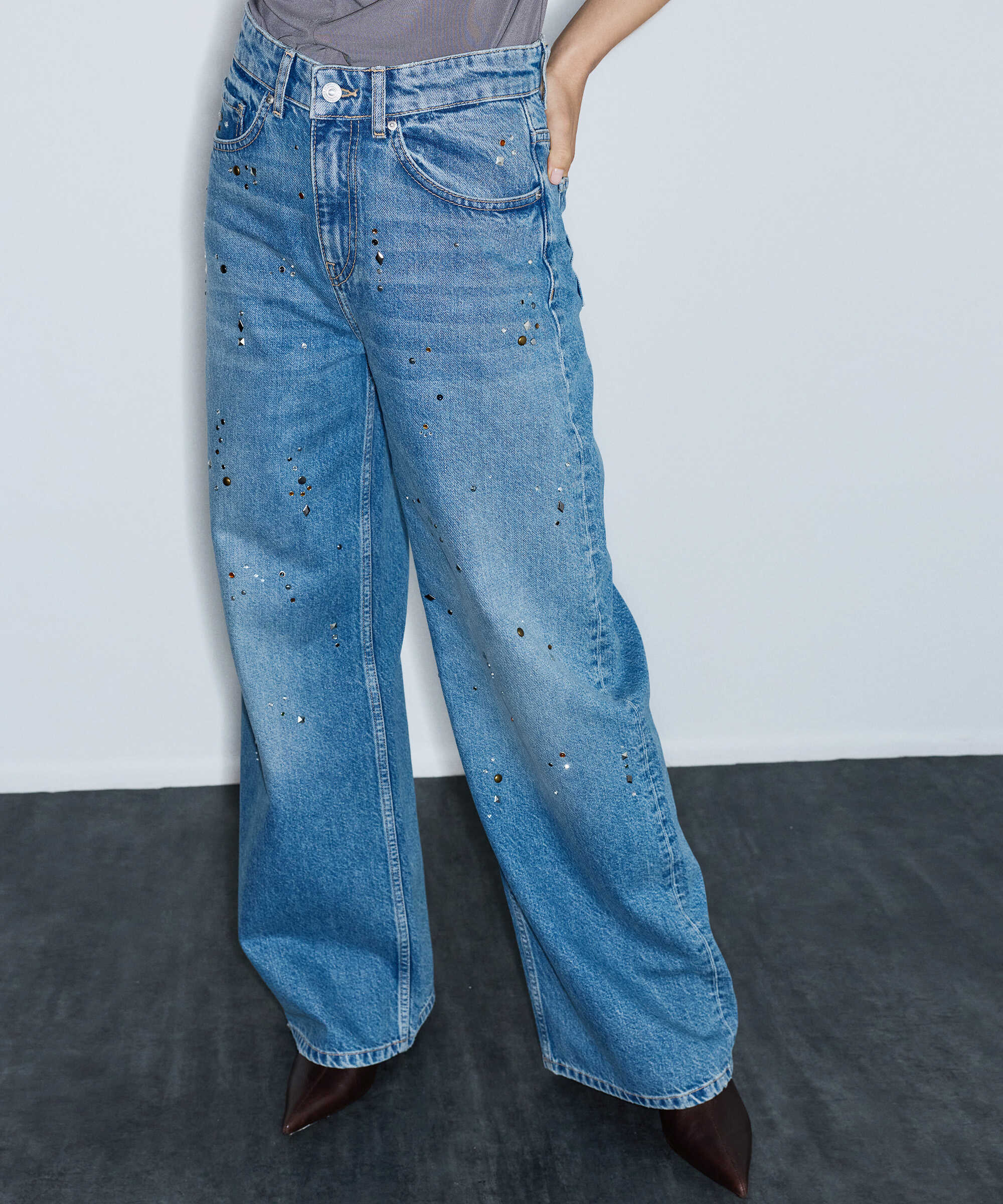 Karma trok baskılı jean pantolon - IW6260018030AC7 - Koyu İndigo Jean Pantolon