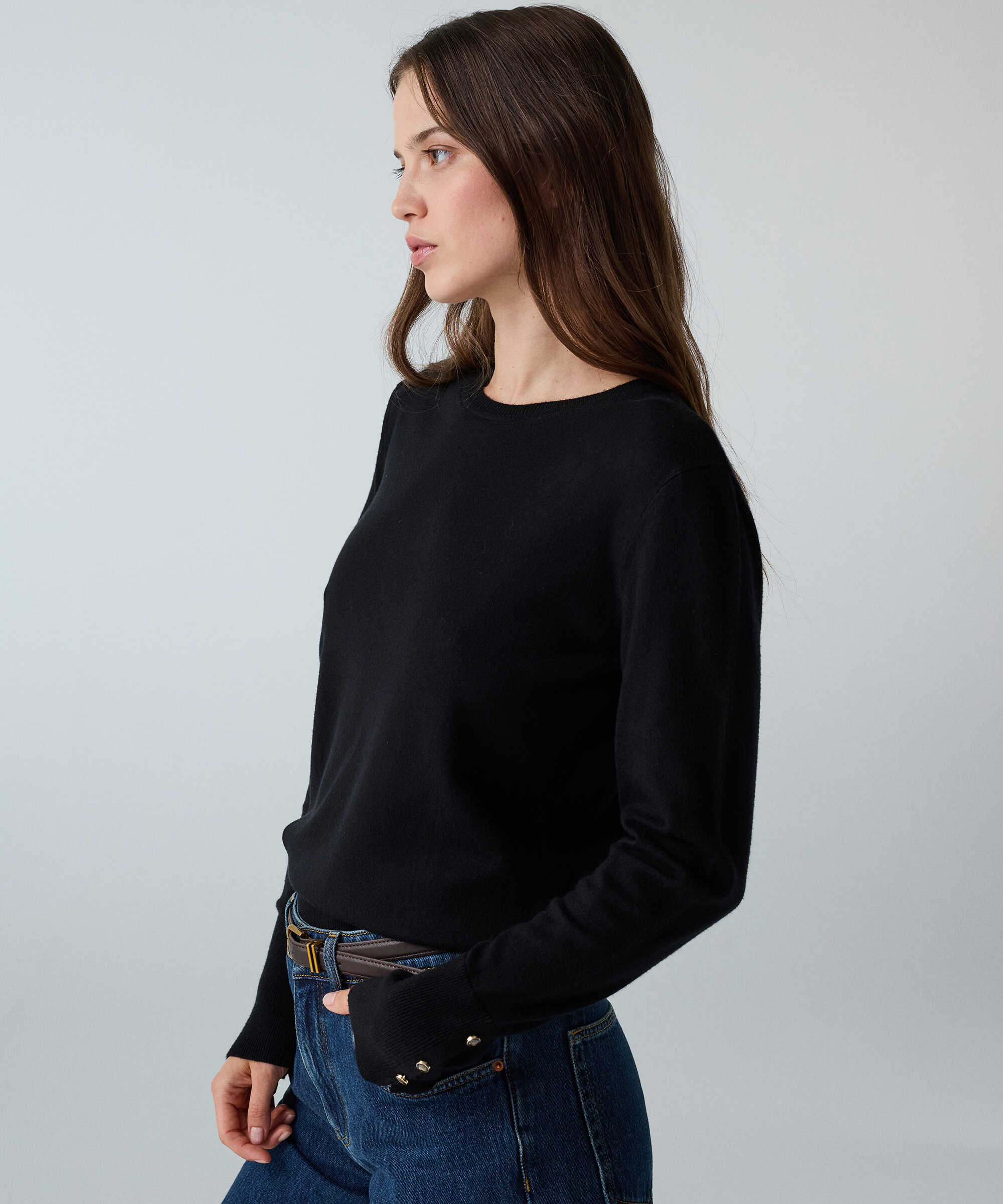 Monogram düğmeli triko - IW6260050176001 - Siyah Triko