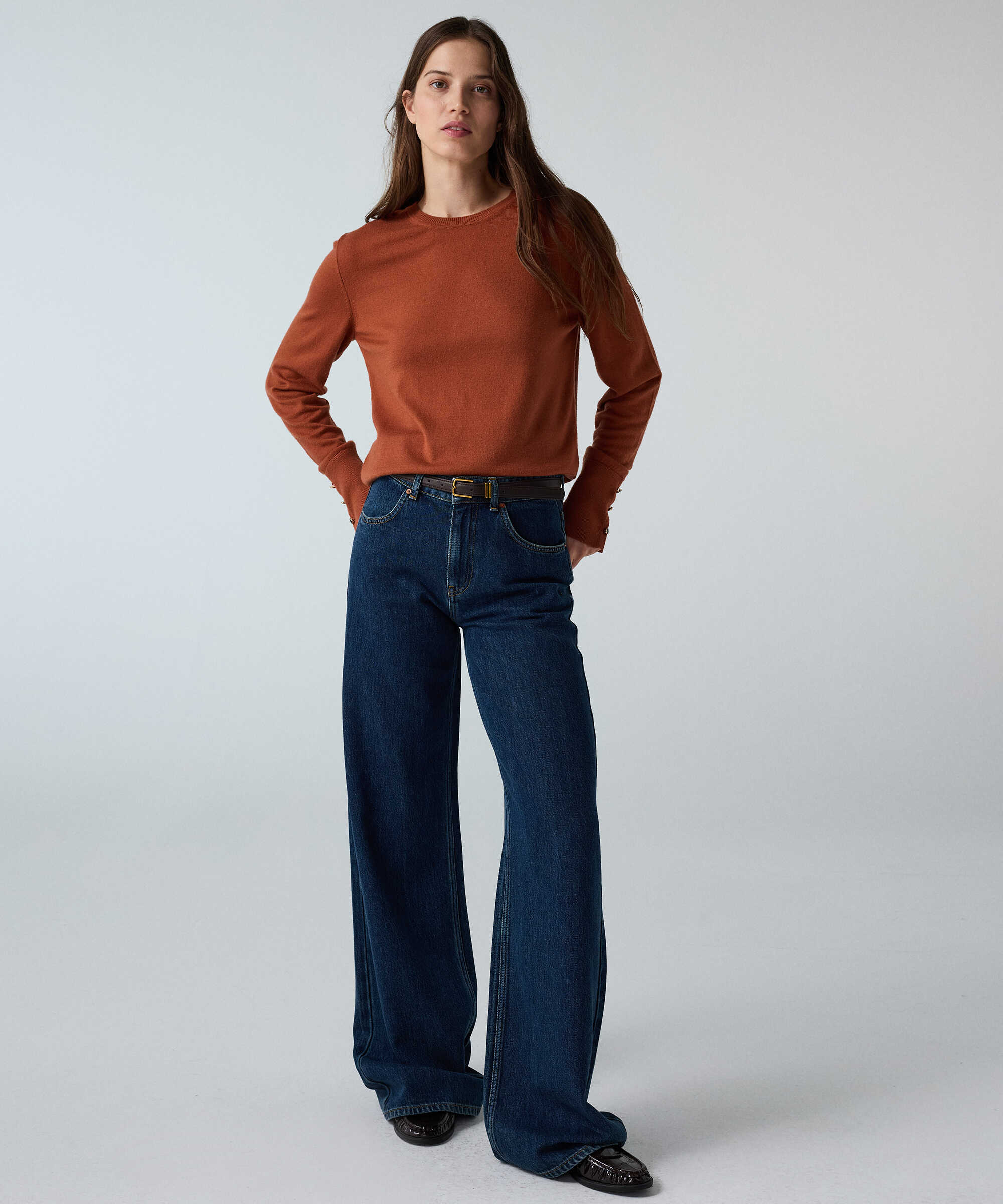 Monogram düğmeli triko - IW6260050176054 - Kiremit Triko