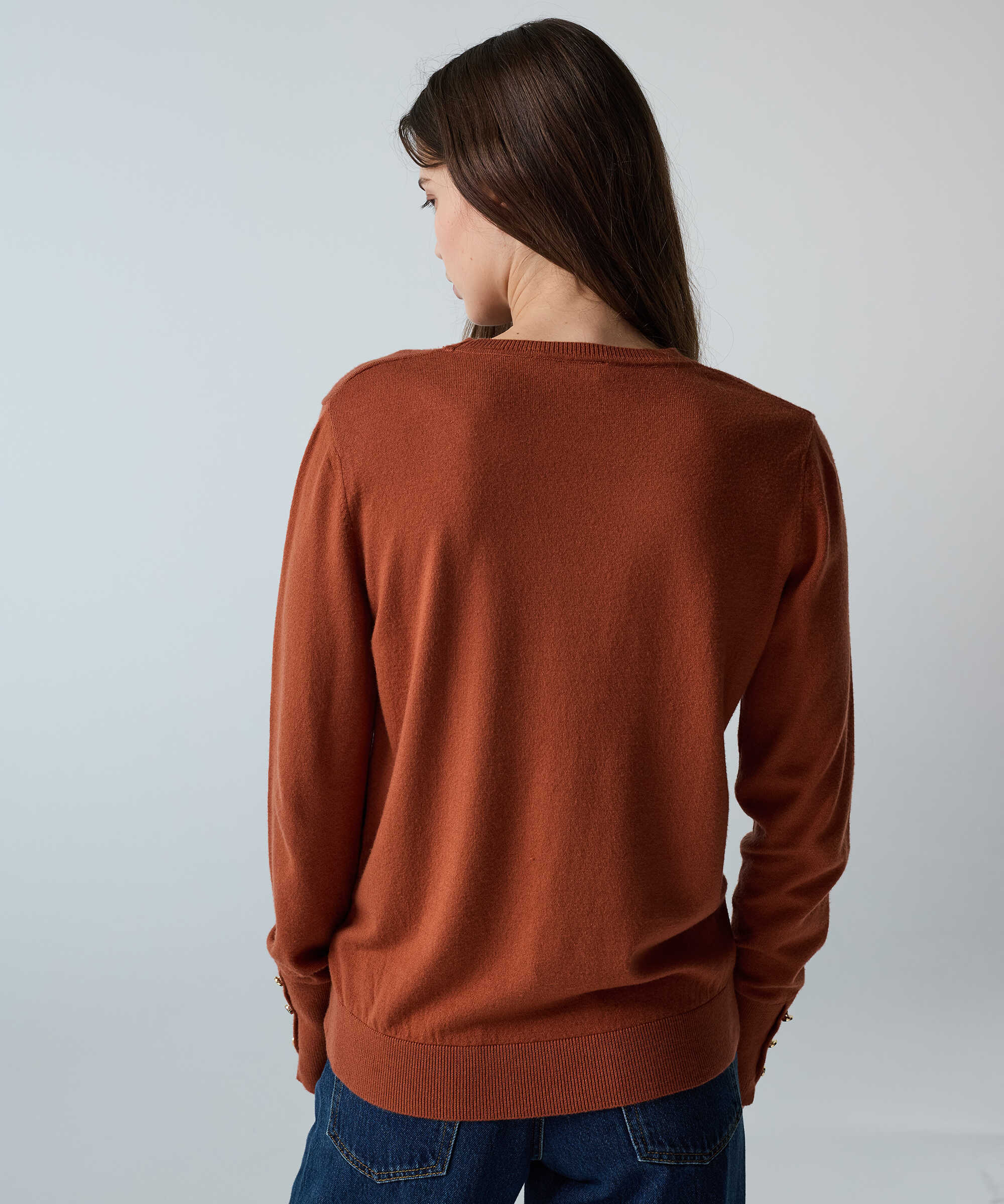 Monogram düğmeli triko - IW6260050176054 - Kiremit Triko