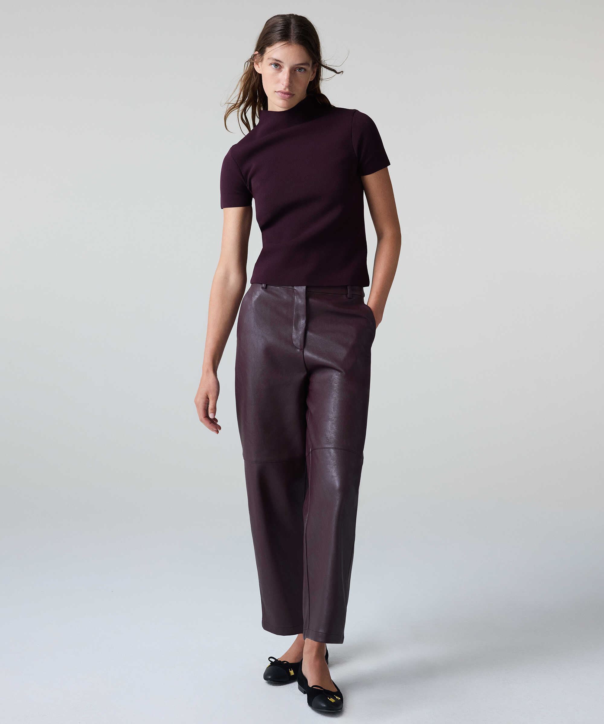 Dik yaka basic triko - IW6260050209008 - Mürdüm Triko