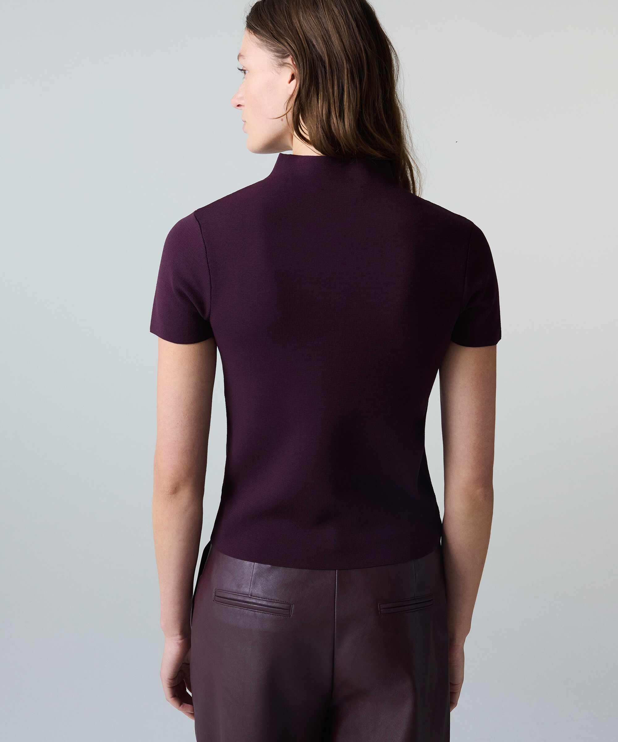 Dik yaka basic triko - IW6260050209008 - Mürdüm Triko