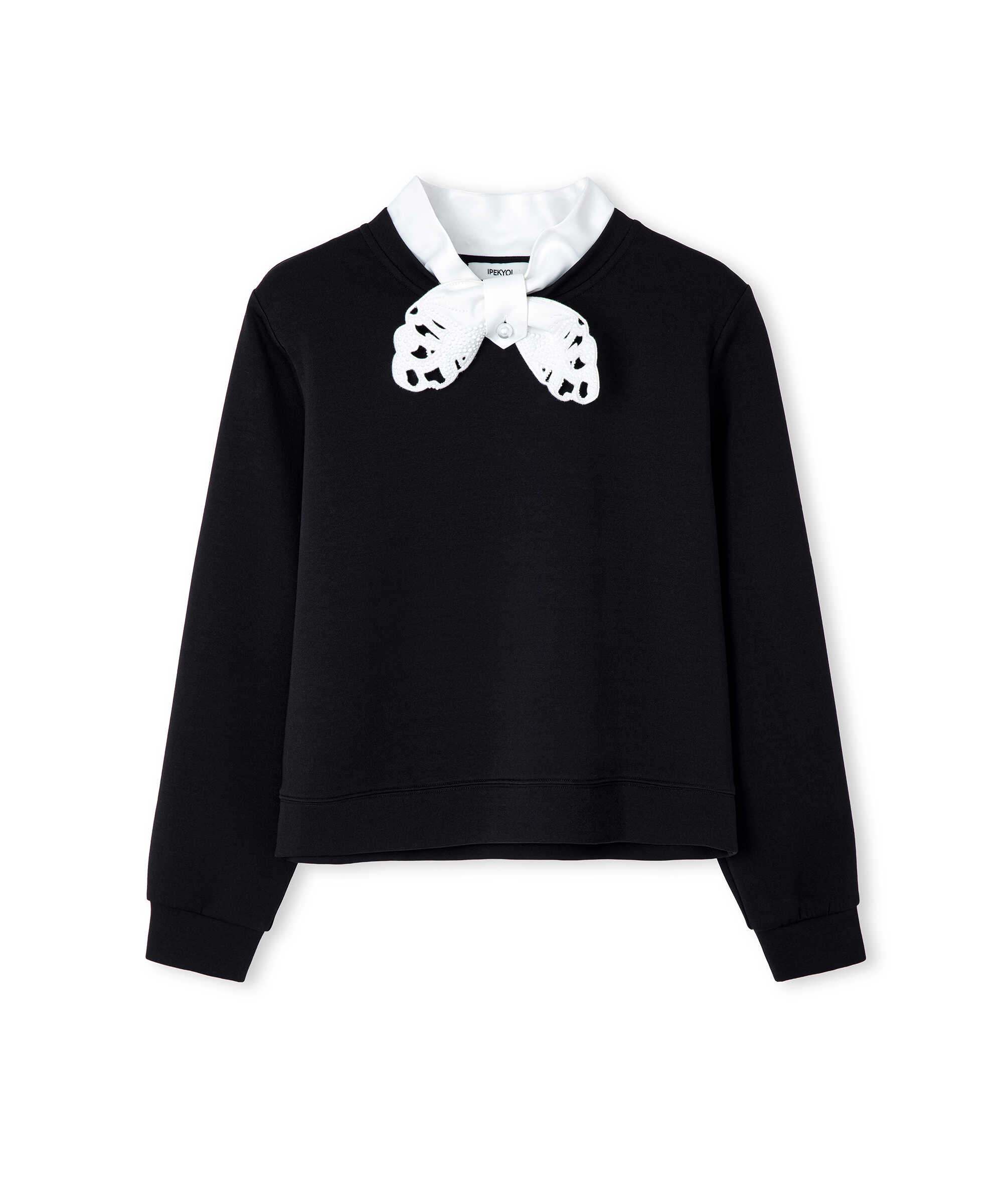 Yakası bağlamalı sweatshirt - IW6260091105001 - Siyah Sweatshırt