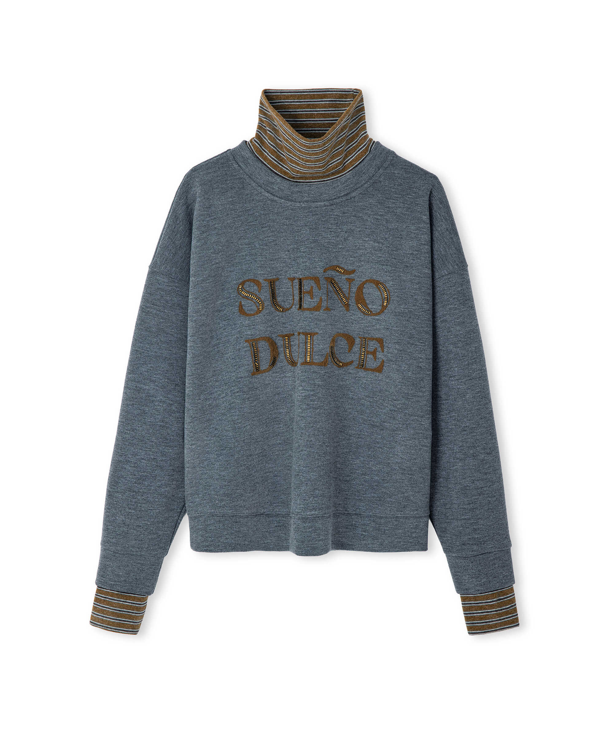 Çift parça görünüm işlemeli sweatshirt - IW6260091121126 - Gri Sweatshırt