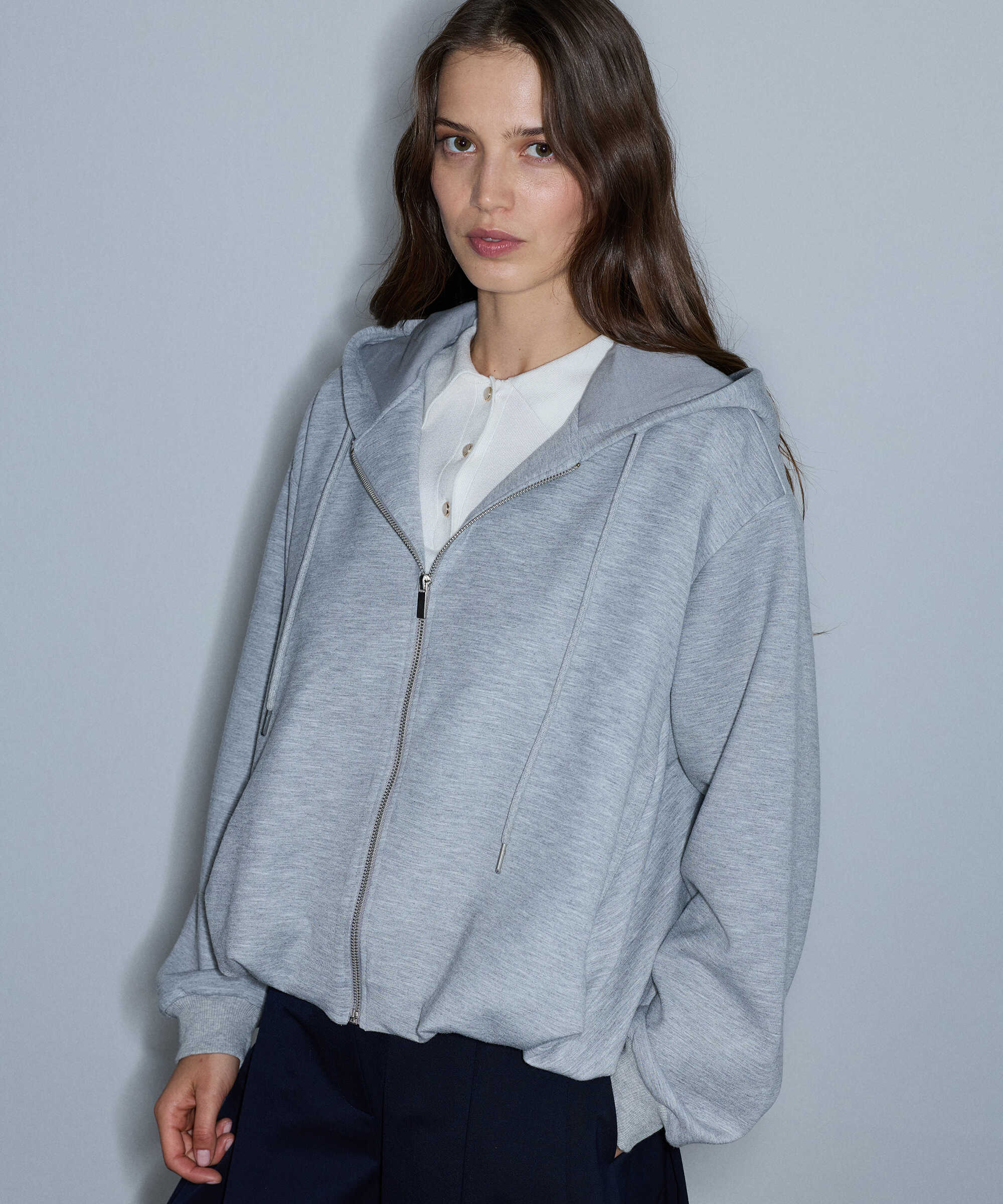 Kapüşonlu balon sweatshirt - IW6260091122126 - Gri Sweatshırt