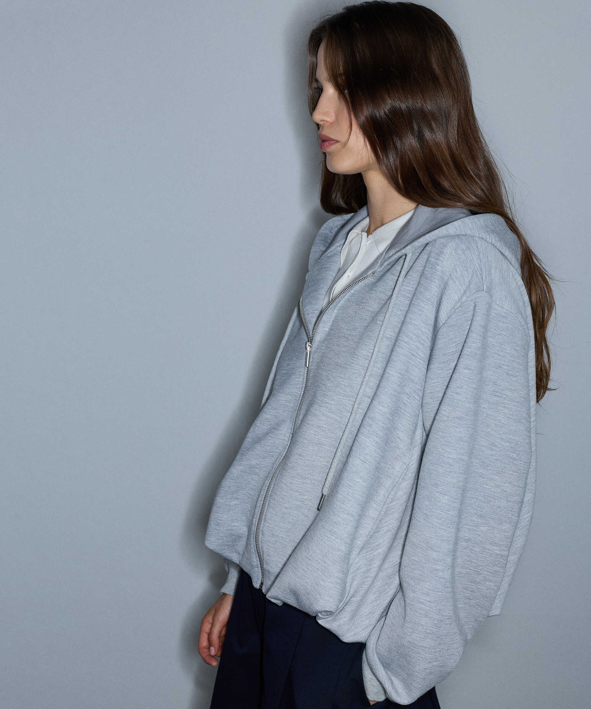 Kapüşonlu balon sweatshirt - IW6260091122126 - Gri Sweatshırt